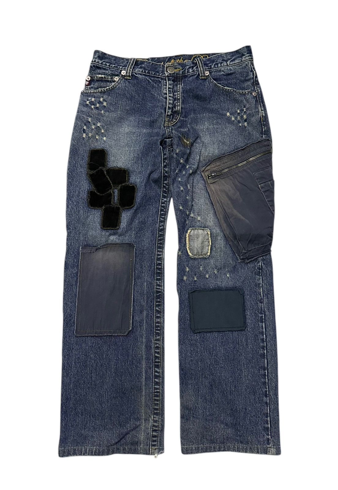 291295=Homme 291295 homme patchwork denim jeans 33x31 Size US 33 - 1 Thumbnail