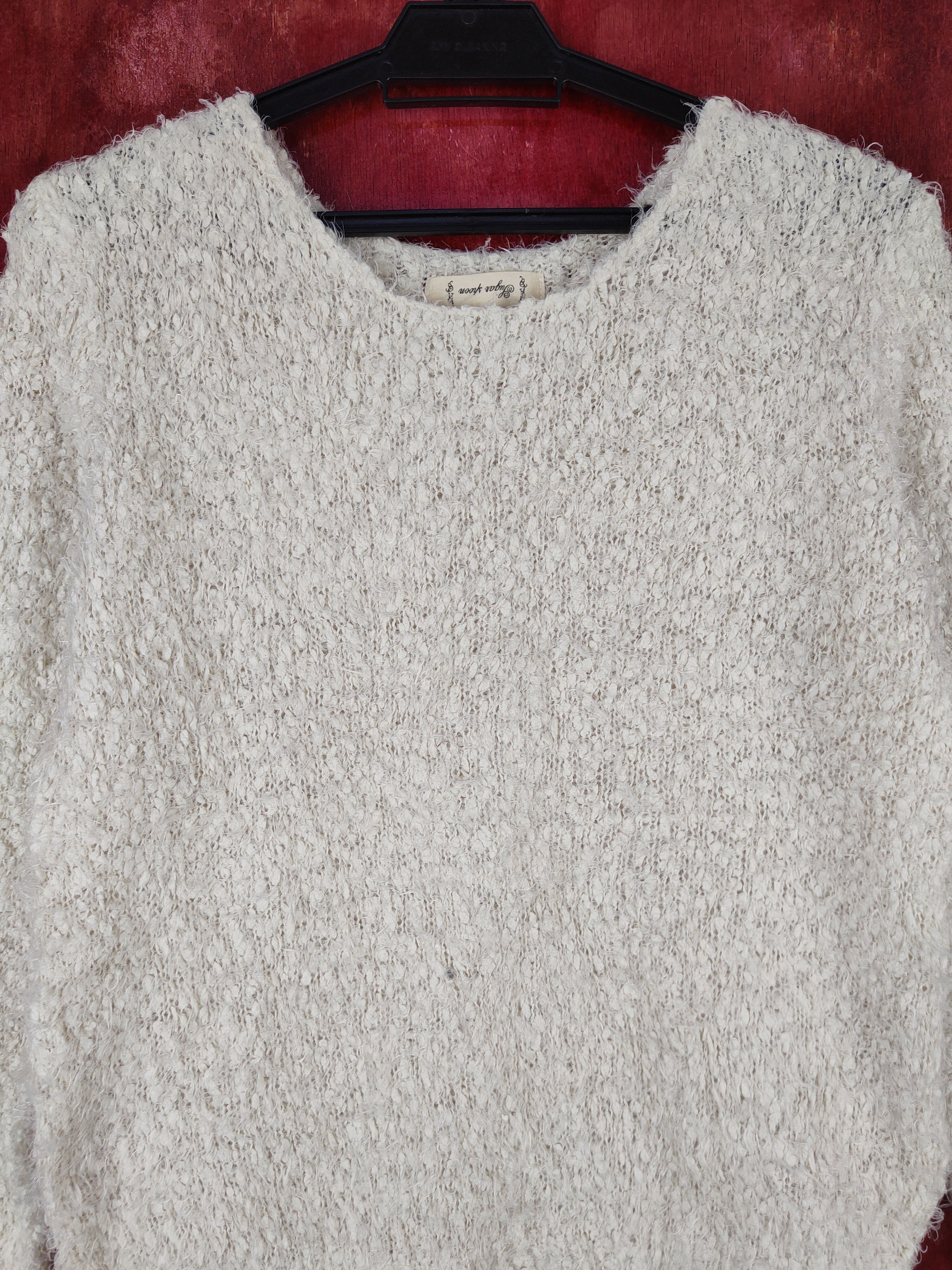 Homespun Knitwear Sugar Spoon Cream Shag Shaggy Fur Mohair Knitwear #S2064 Size S / US 4 / IT 40 - 2 Thumbnail