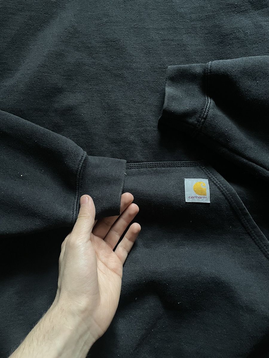 Carhartt Vintage 90s Carhartt Hoodie Sweatshirt Faded Work Wear Black Size US XL / EU 56 / 4 - 5 Thumbnail
