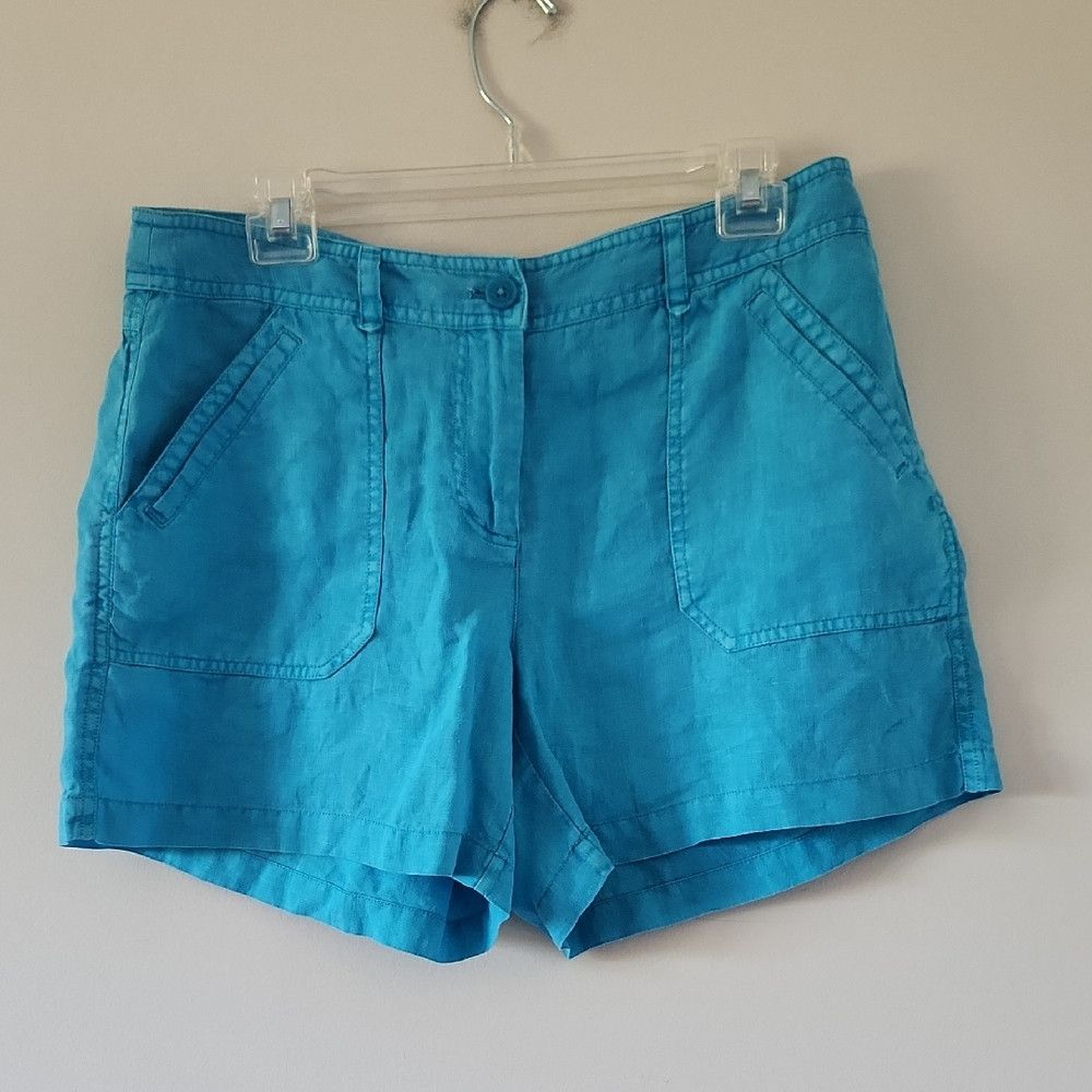 Tommy Bahama TOMMY BAHAMA | 100% linen Shorts Turquoise Blue Sz 8 Size 30" / US 8 / IT 44 - 1 Thumbnail