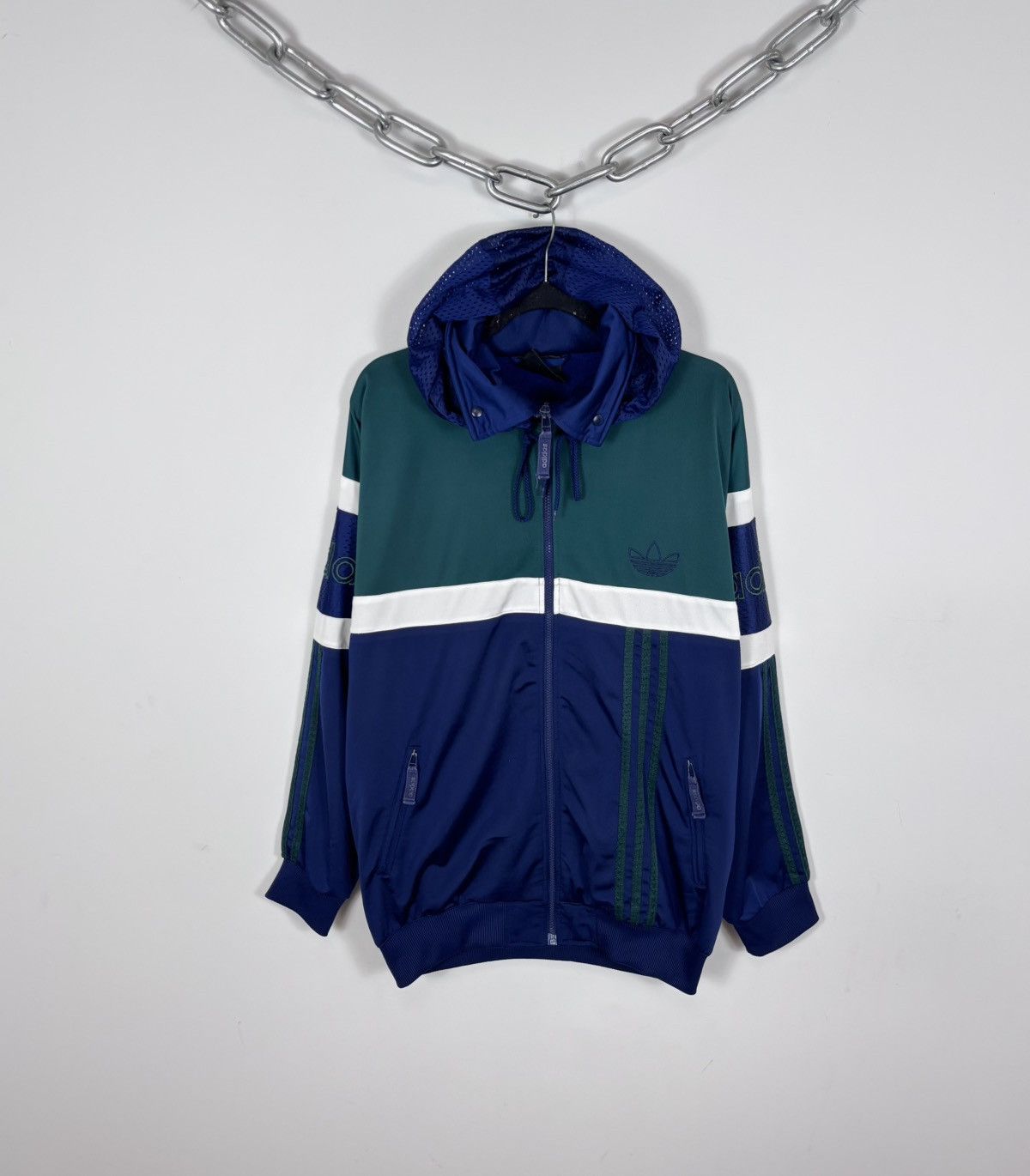 Adidas Vintage 1990s Adidas Big Logo Retro Hooded Track Jacket Size US XL / EU 56 / 4 - 1 Thumbnail