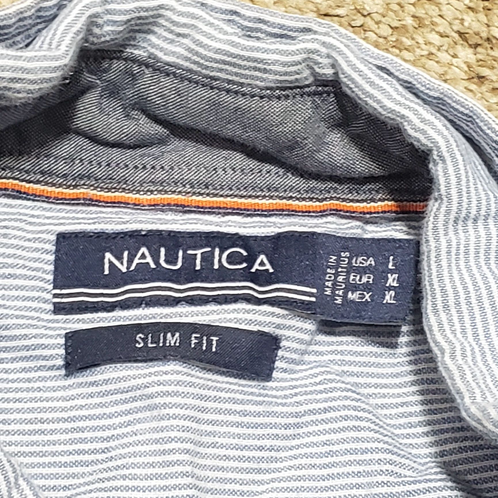 Nautica Nautica Light Blue Striped Slim Fit Button Up Shirt Short Sleeve Men's L Large Size US L / EU 52-54 / 3 - 3 Thumbnail