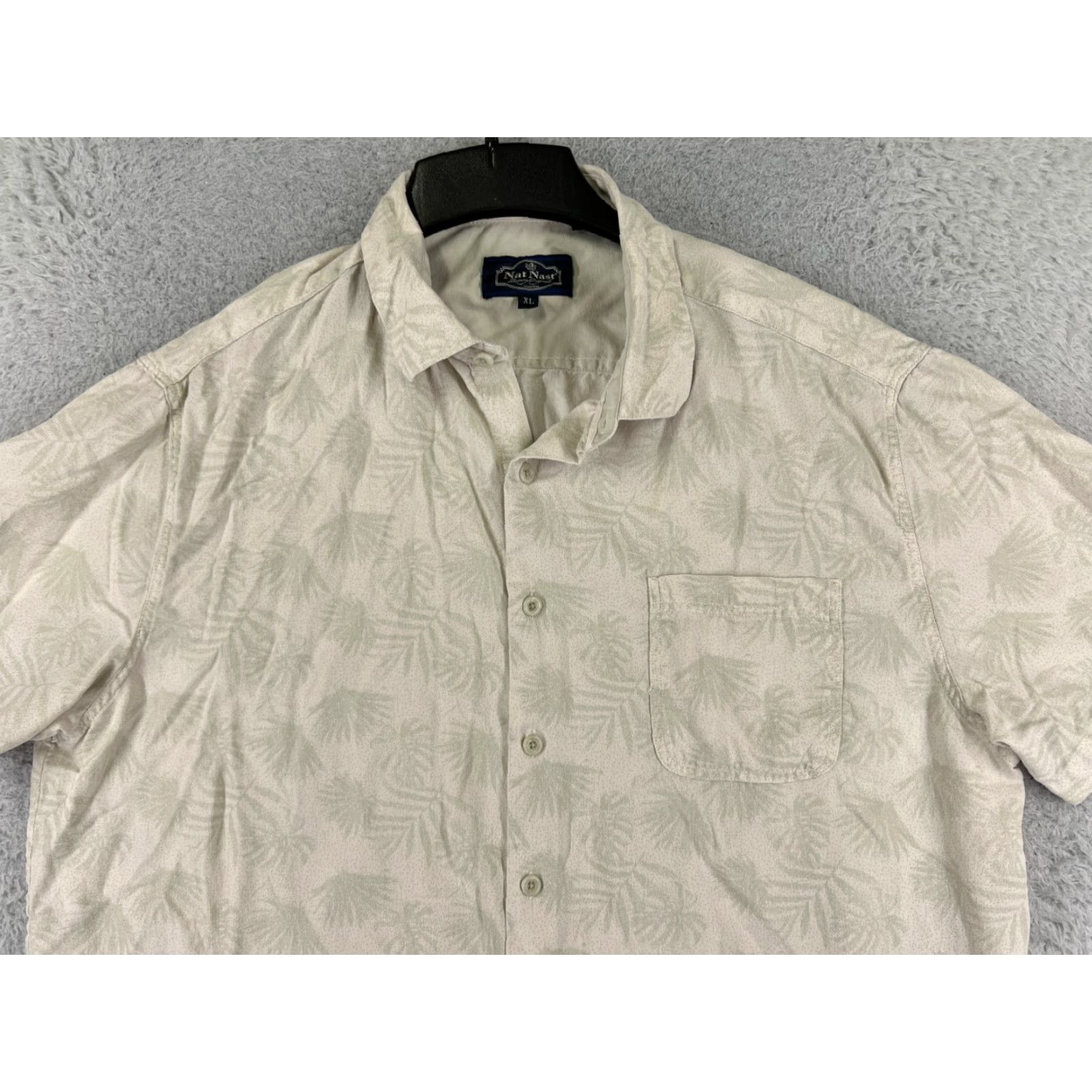 Nat Nast Nat Nast Luxury Originals Shirt Mens XL Beige Palm Hawaiian Silk Blend Button Up Beach Vacation Resort Aloha Floral 90s Womens Men? Size US XL / EU 56 / 4 - 4 Thumbnail