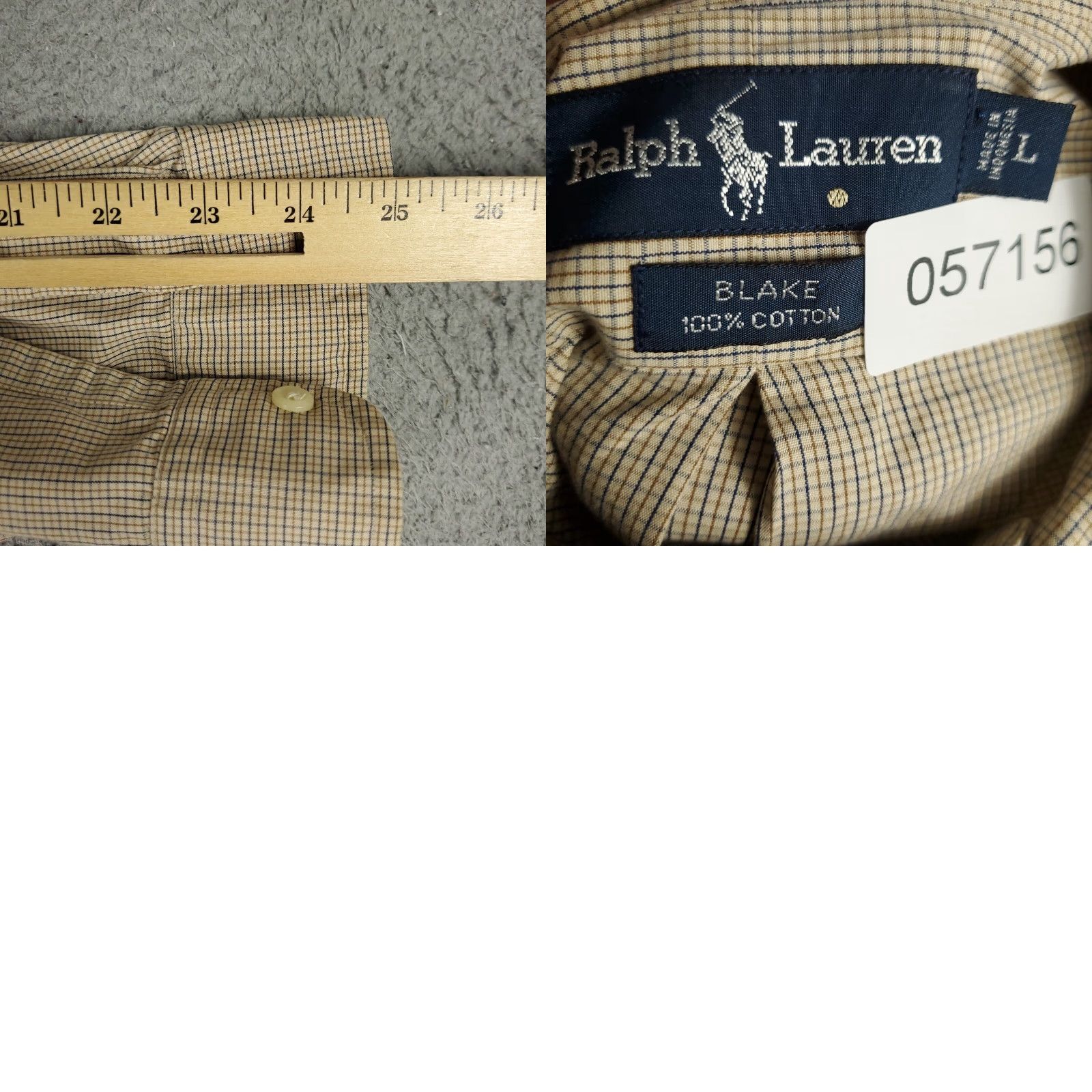 Ralph Lauren Ralph Lauren Check Button-Up Shirt Mens Large Beige Long Sleeve Casual Modern Preppy Size US L / EU 52-54 / 3 - 8 Thumbnail