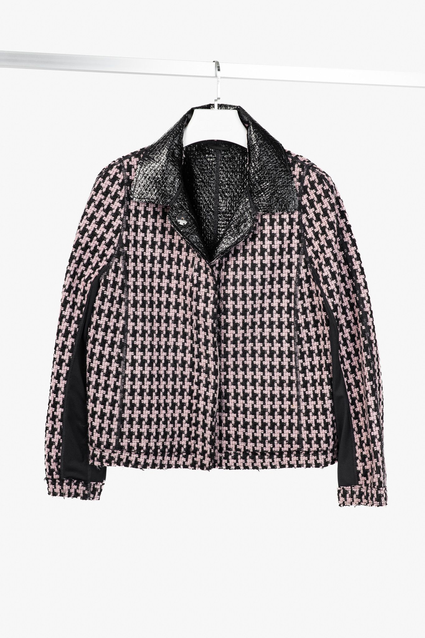 Other Marc Cain Reversible Houndstooth Tweed & Faux-Leather Jacket Size L / US 10 / IT 46 - 1 Thumbnail