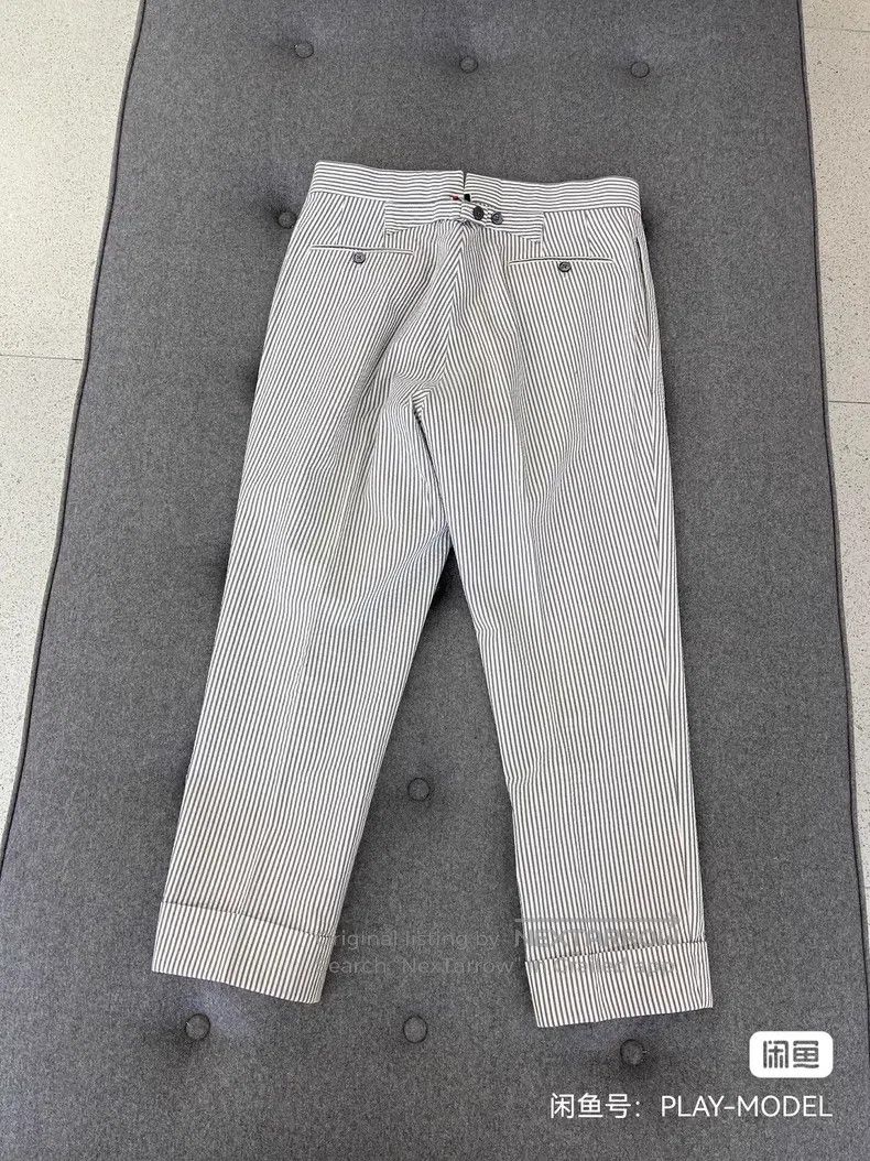 Thom Browne Thom Browne size 3 Seersucker Trousers, Classic Blue and Wh Size 38S - 4 Thumbnail
