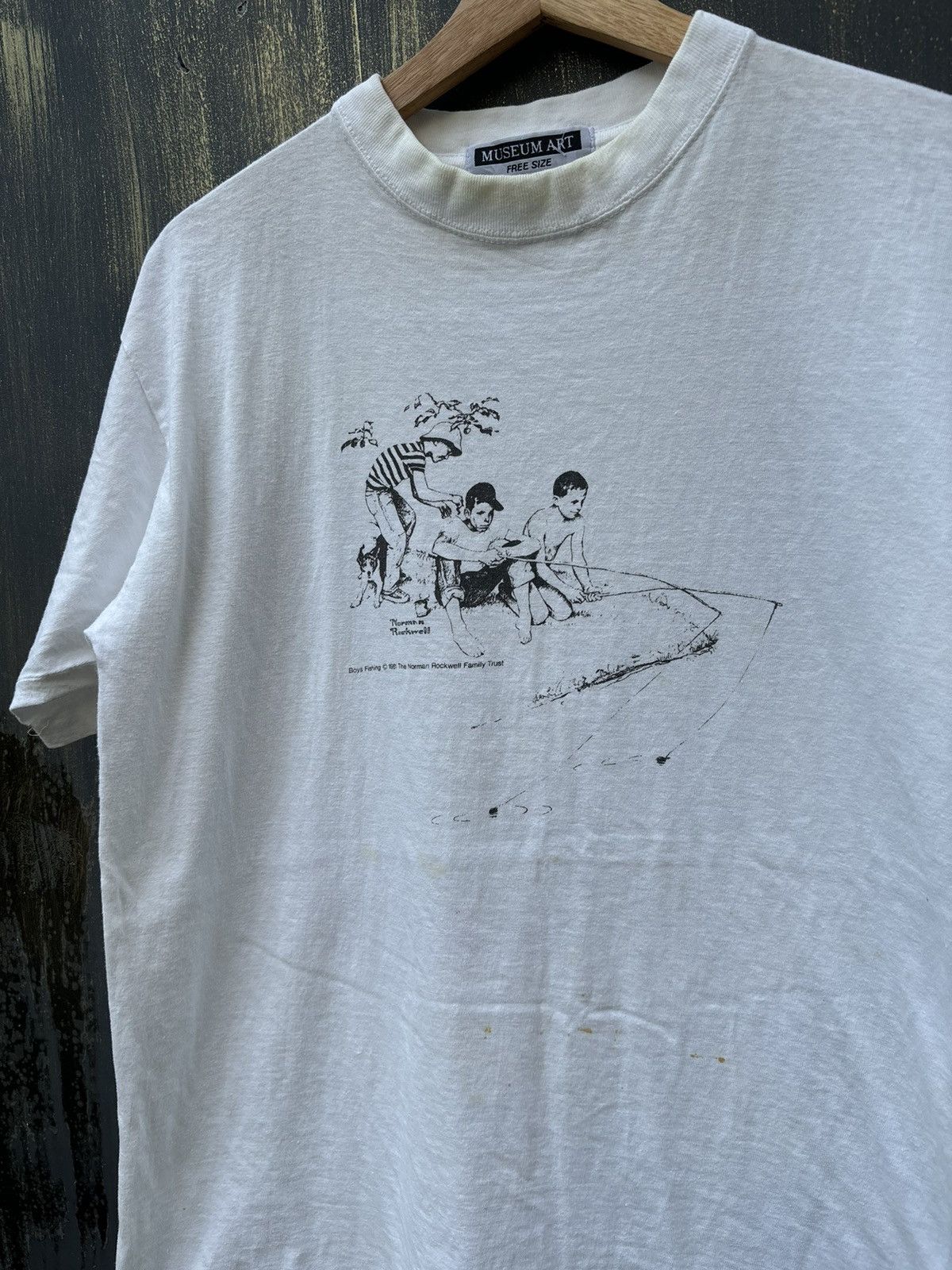 Vintage RARE! Vintage 90’s Norman Rockwell Fishing Boys Size US L / EU 52-54 / 3 - 3 Thumbnail