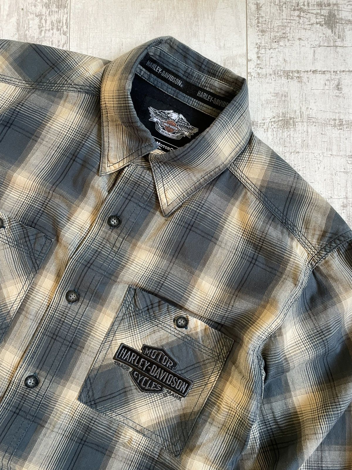 Harley Davidson × Japanese Brand Vintage Harley Davidson Flannel Shirt Button Up Size US S / EU 44-46 / 1 - 4 Thumbnail