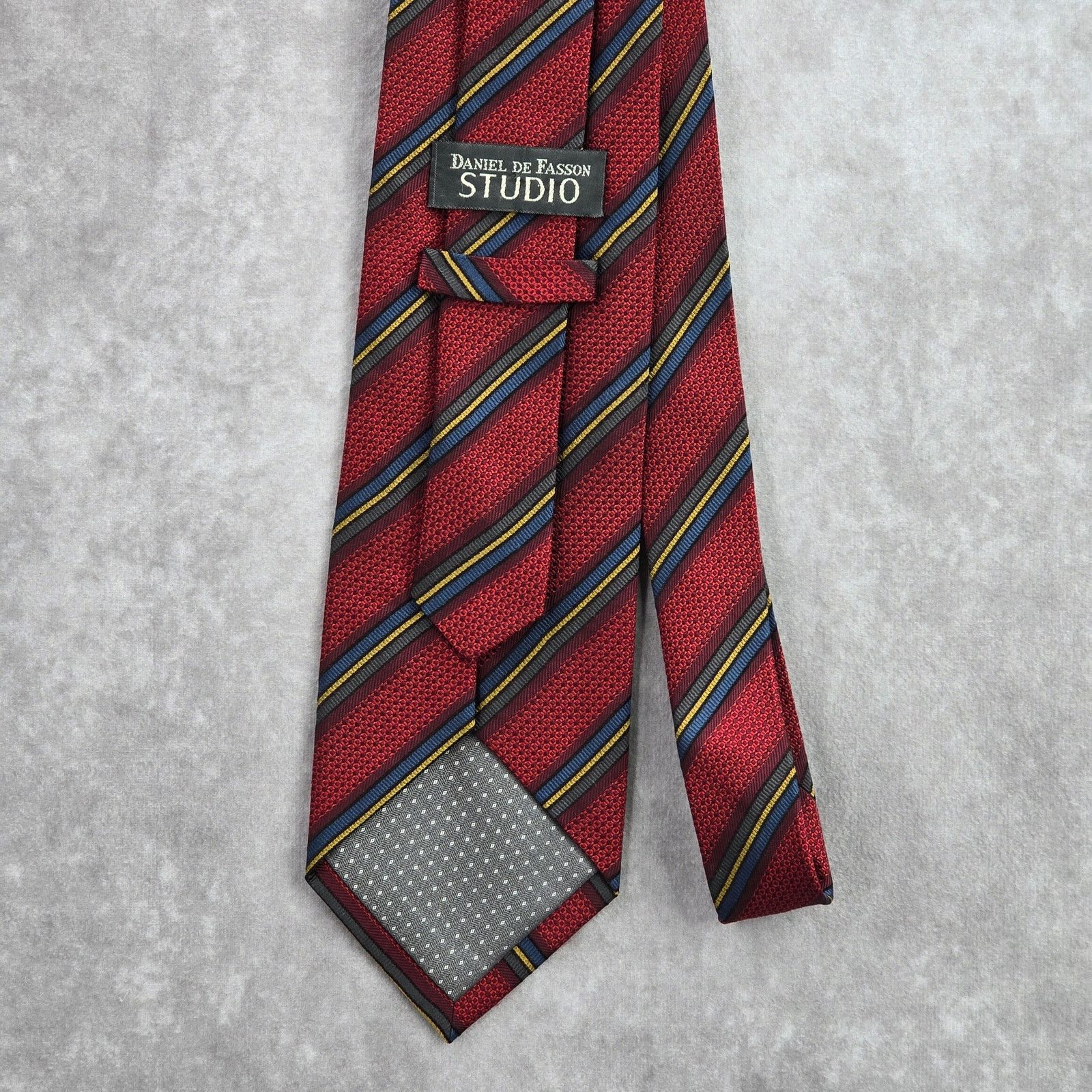 Other Daniel De Fasson Studio Red Stripe Plaid 100% Silk Neck Tie Size 30 - 3 Thumbnail