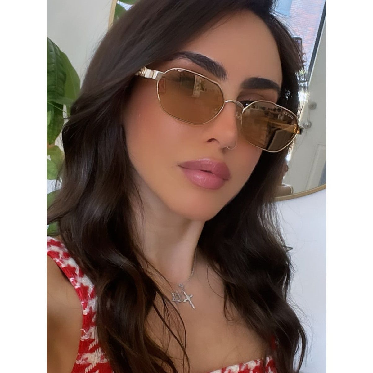 Gucci NEW Gucci GG1593S Rose Gold Violet Metal Sunglasses 