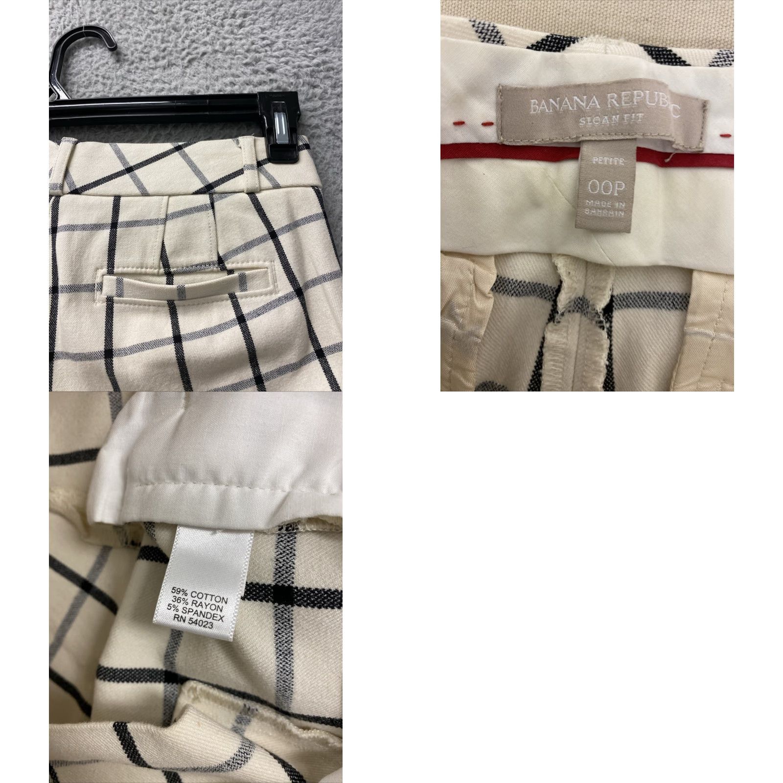 Nine West VINTAGE Banana Pants Check Nine West Pants Women 00P Beige Gray Zip Skinny Cotton Stretch Dress Pants 24in Inseam Womens Size 24" / US 00 / IT 34 - 8 Thumbnail