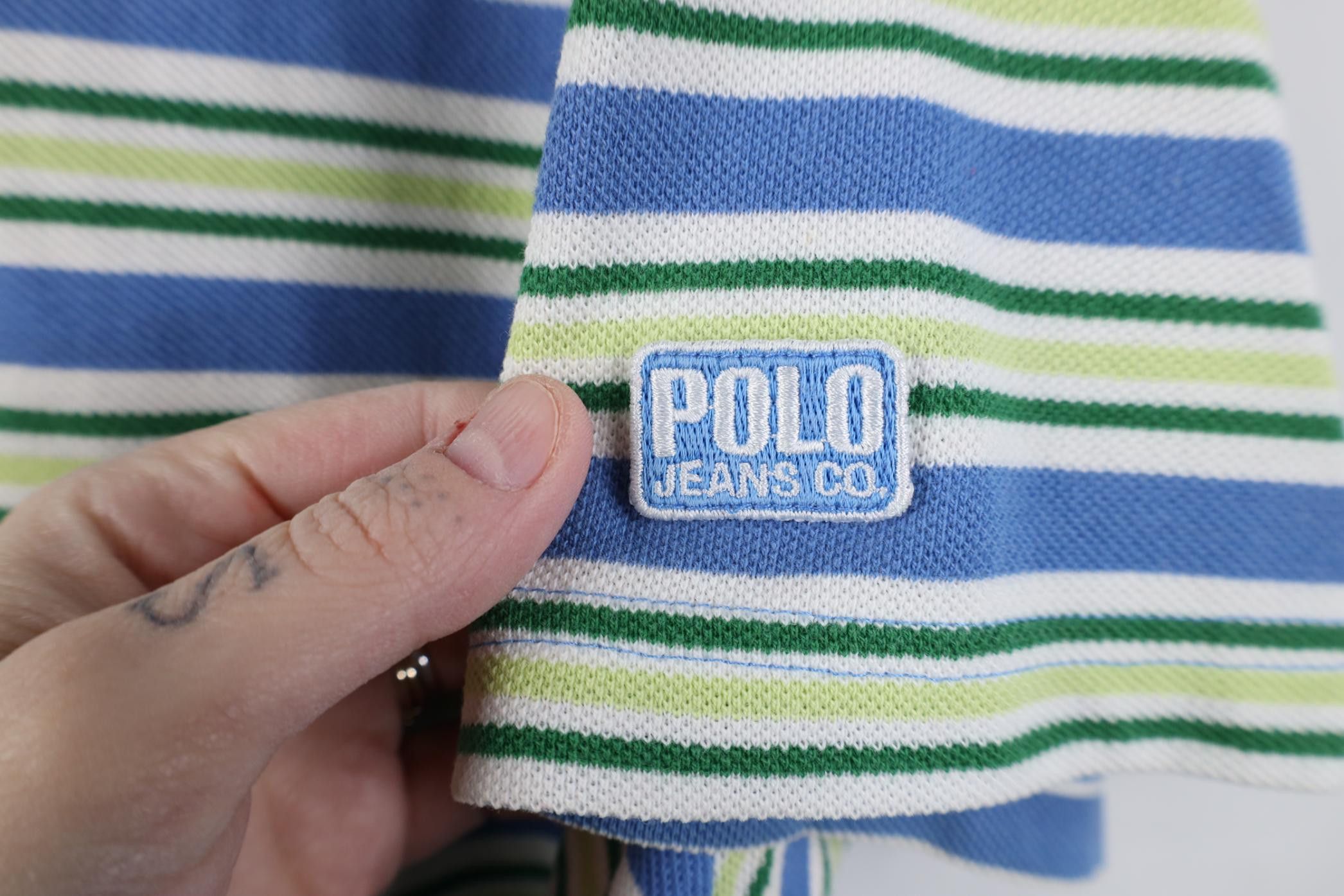 Polo Ralph Lauren Vintage 90s Ralph Lauren Box Logo Striped Knit Golf Polo Size US M / EU 48-50 / 2 - 4 Thumbnail