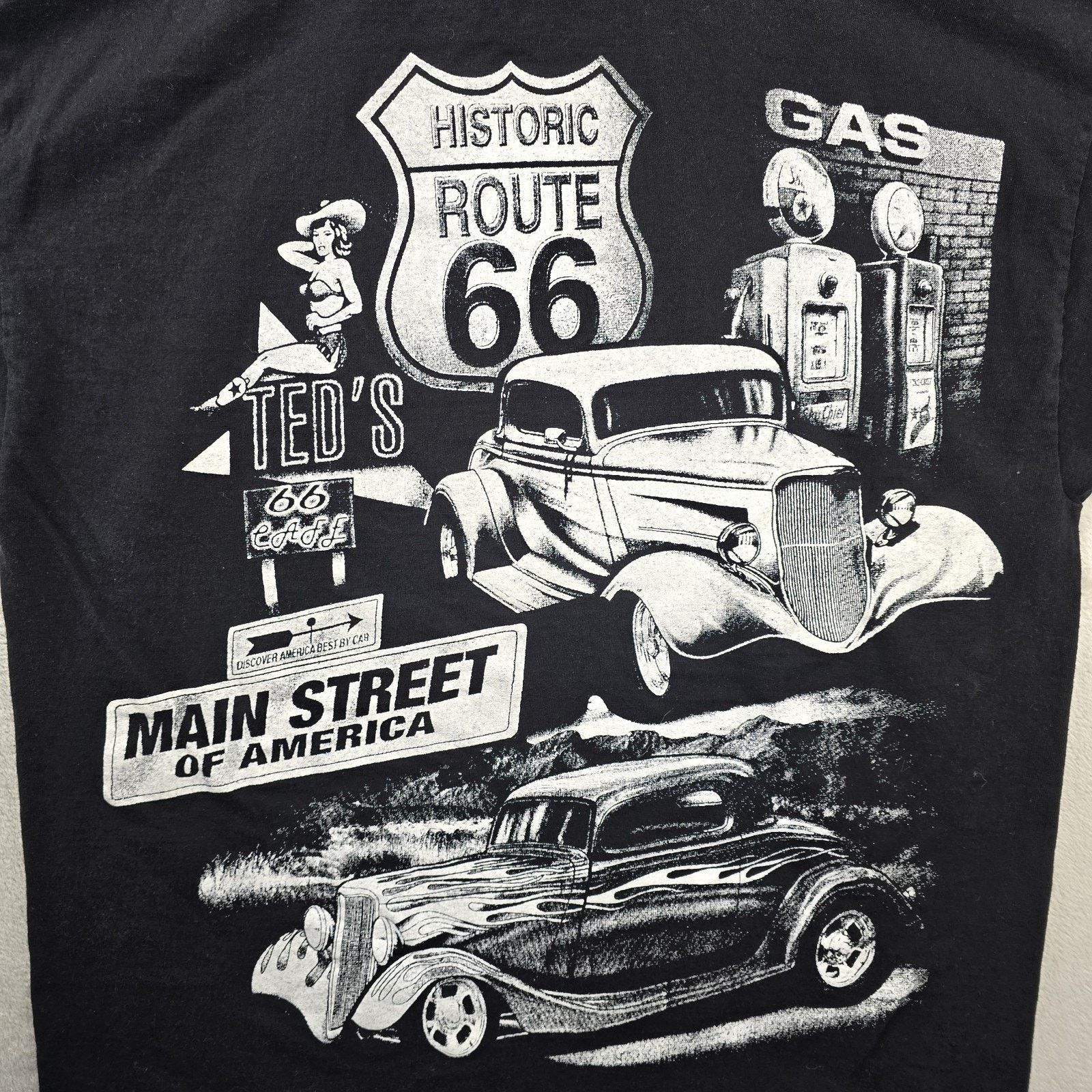 Other Vintage Route 66 Shirt Mens XL Black Classic Cars AOP 90s Size US XL / EU 56 / 4 - 7 Thumbnail