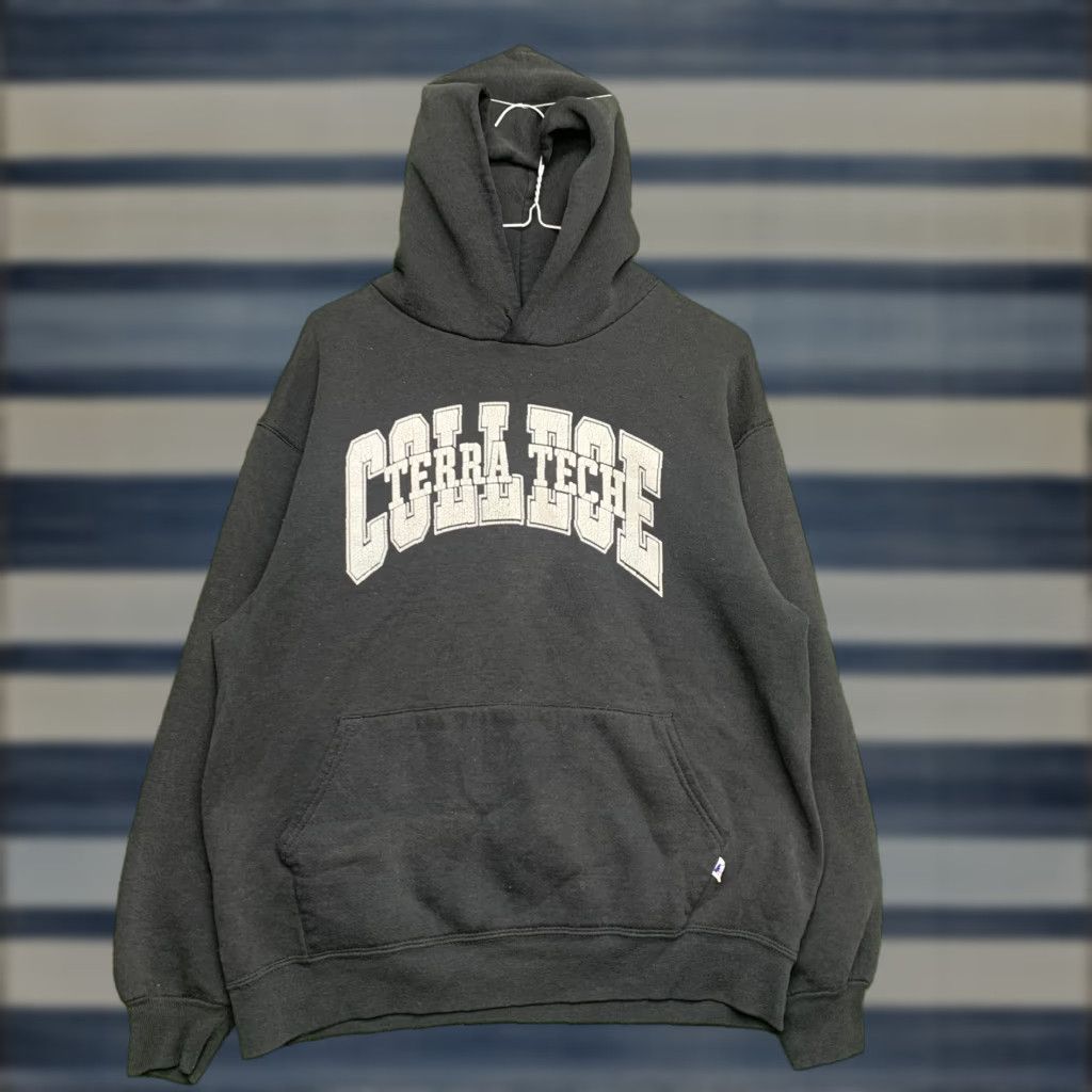 Vintage Terra Tech College Hoodie Mens Large Russell Athletic USA 90s Pullover