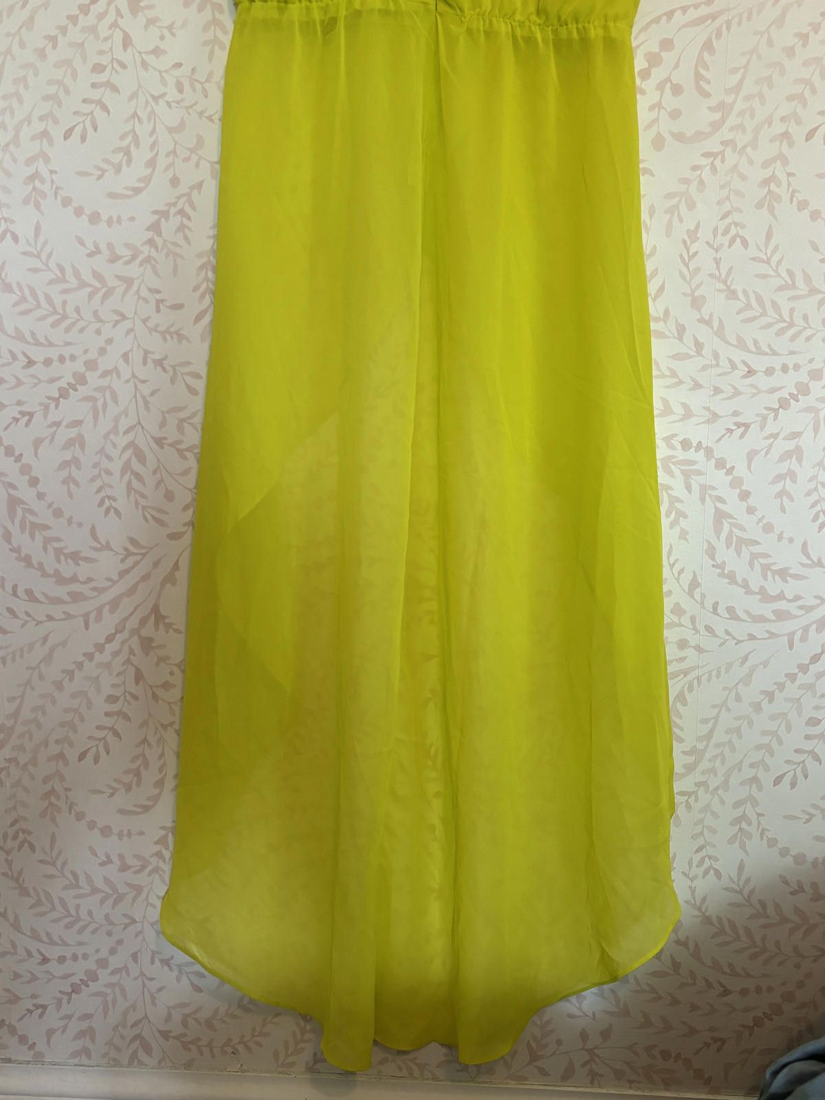 Designer NWT Vibrant Neon Yellow Sheer Maxi Halter Top Size S / US 4 / IT 40 - 5 Thumbnail