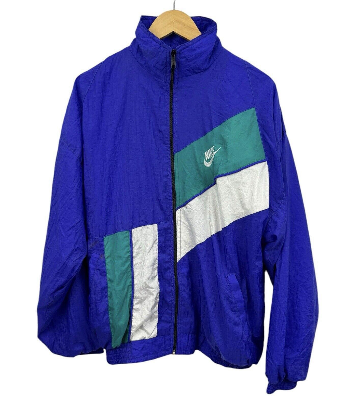Nike Vintage Nike 90s Grape Aqua Purple Full Zip Windbreaker XL Size US XL / EU 56 / 4 - 1 Thumbnail