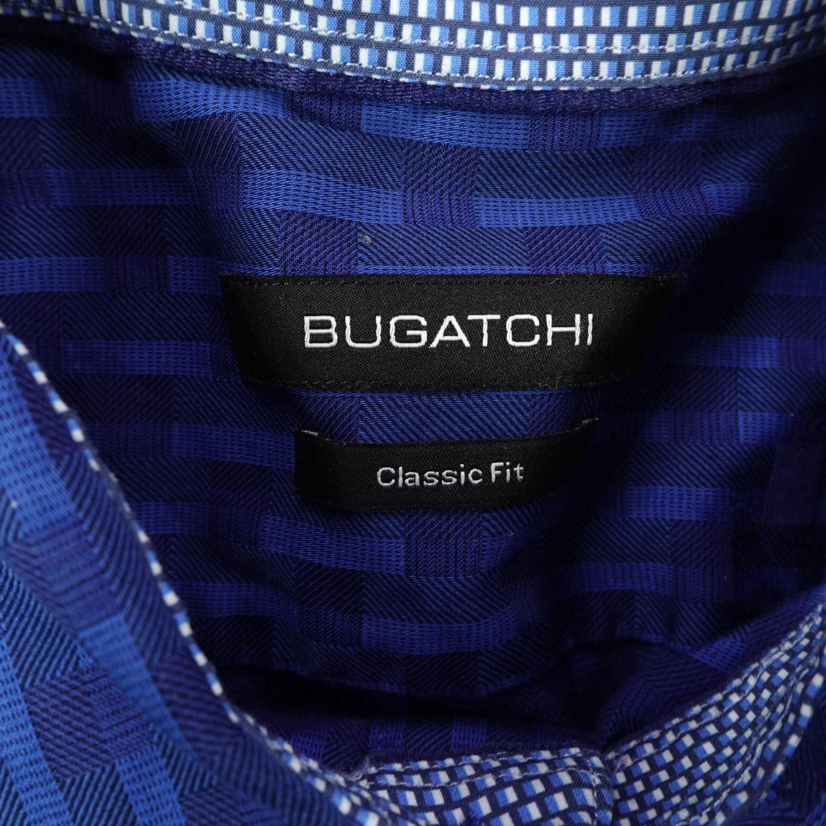 BUGATCHI VINTAGE Bugatchi Uomo Men's Button-Up Shirt Medium Blue Geometric Long Sleeve Business Casual Formal Size US M / EU 48-50 / 2 - 7 Thumbnail