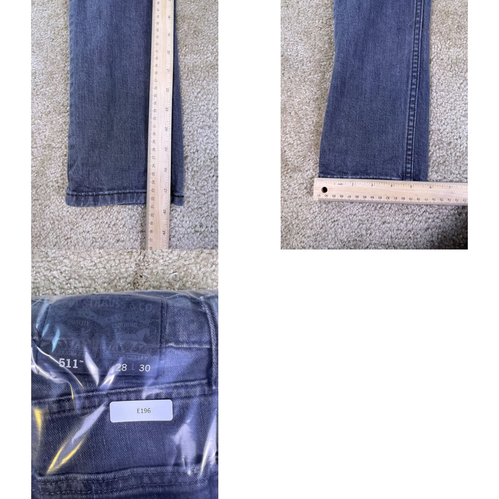 Levi's Levis 511 Jeans Mens 28x30 Fits 28x28 Gray Denim Straight Leg Workwear E196 Size US 28 / EU 44 - 9 Thumbnail