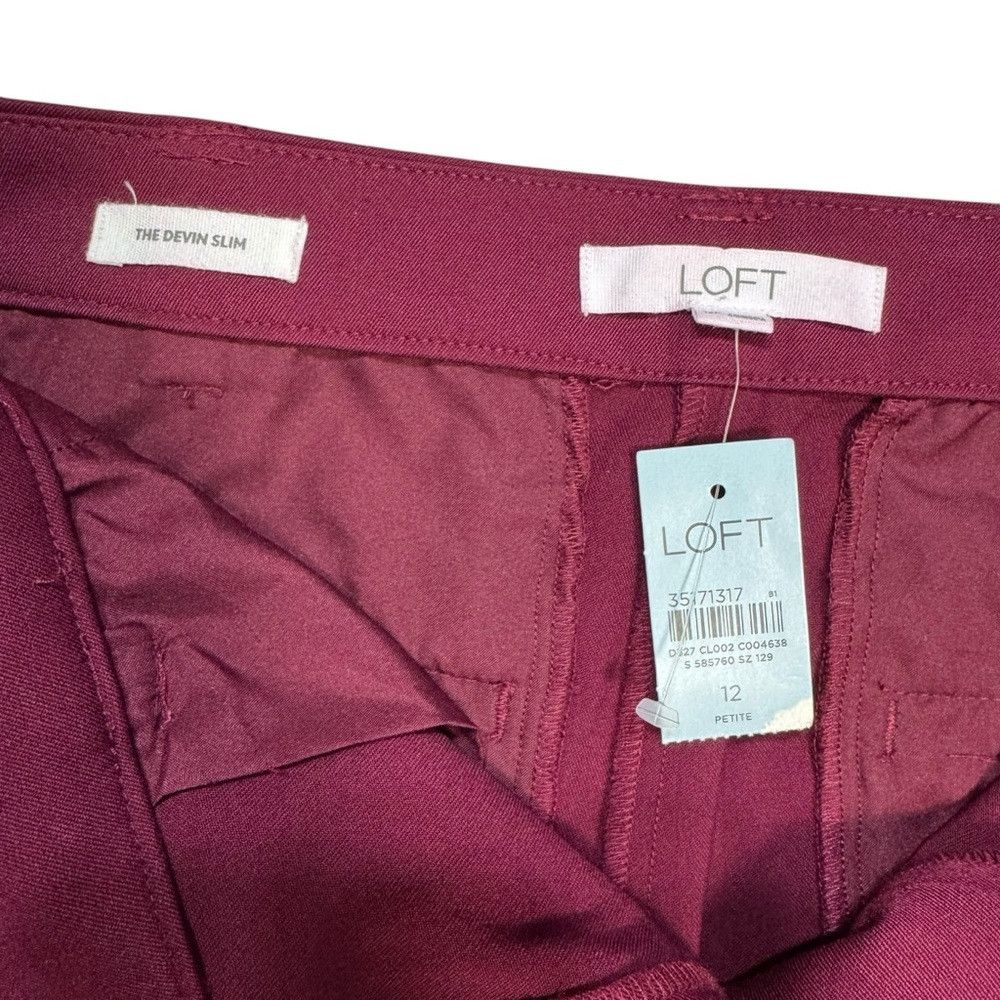 Loft NWT New $90 LOFT Devin Tie Waist Slim Maroon Pants Size 12 Size 34" / US 12 / IT 48 - 6 Thumbnail