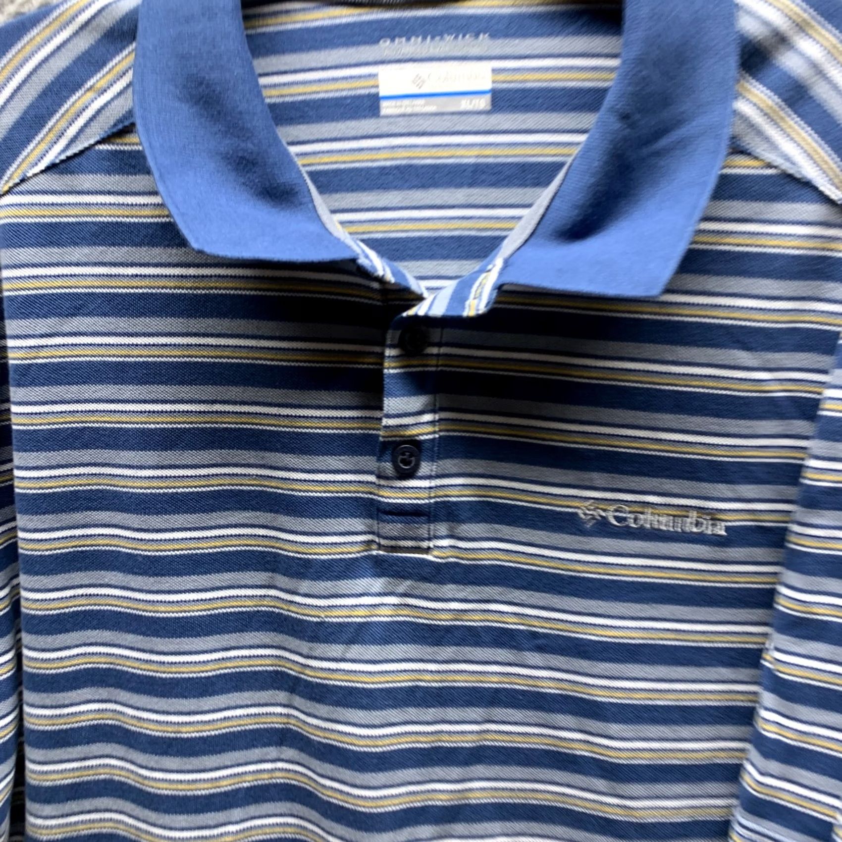 Vintage Columbia Polo Shirt Adult XL Blue White Striped Omni Shade Mens Size US XL / EU 56 / 4 - 3 Thumbnail