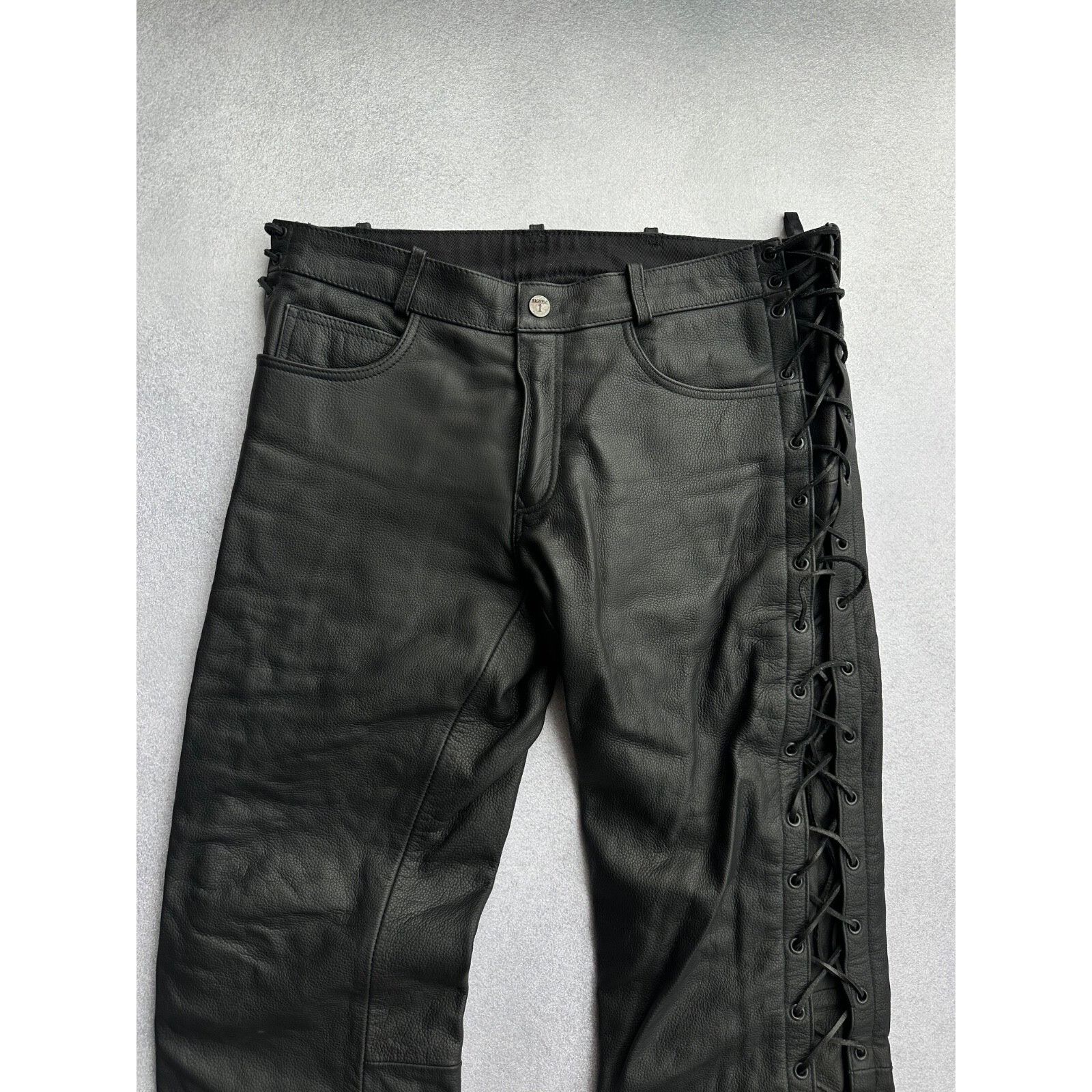 Vintage VTG HighWay 1 Black Leather Lace-Up Moto Genuine Leather Size US 30 / EU 46 - 9 Thumbnail