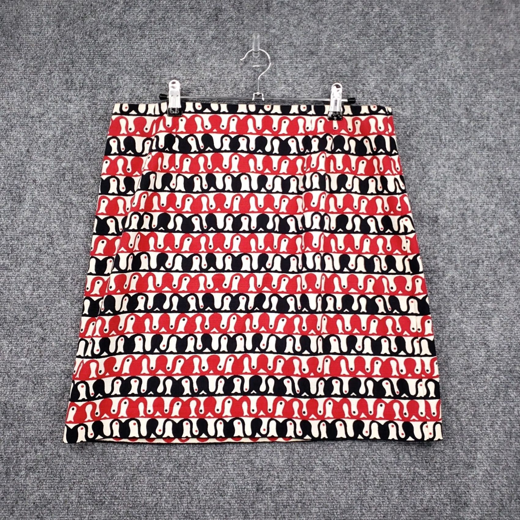 Talbots Talbots Skirt Womens 8 Red Mini Line Side Zip Stretch Geometric Lined Casual Size 30" / US 8 / IT 44 - 2 Thumbnail
