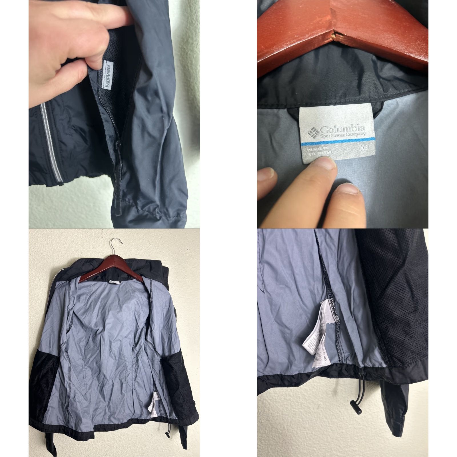 Vintage Columbia Jacket Womens XS Black Packable Switchback IV Rain Coat Nylon Solid 19” 24” Size XS / US 0-2 / IT 36-38 - 8 Thumbnail