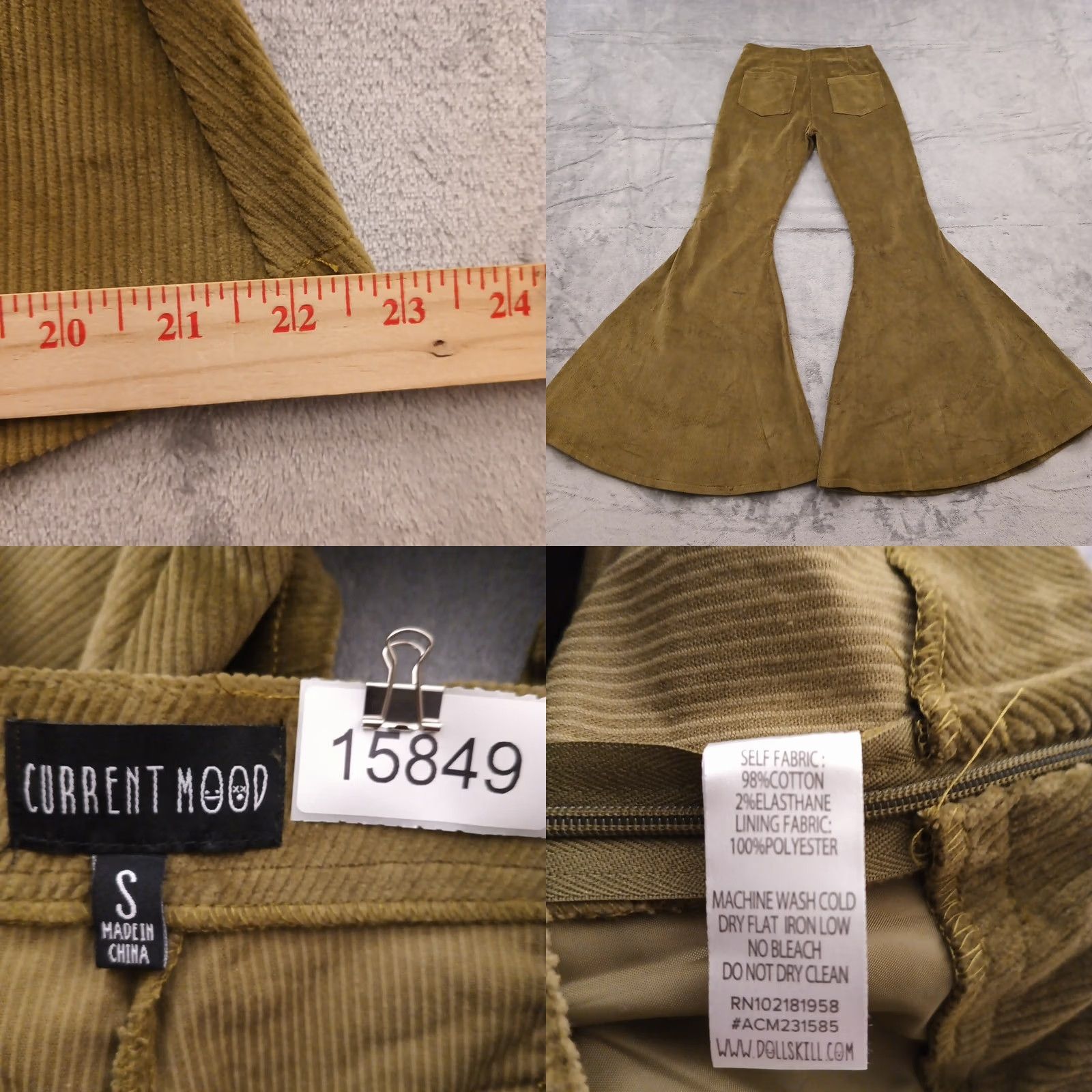 Current Mood Current Mood Pants Womens Small Green Corduroy Mid Rise Chino Flared 26x33 Inseam 33 Pockets Color Green Mens Womens Girls Size 28" / US 6 / IT 42 - 8 Thumbnail