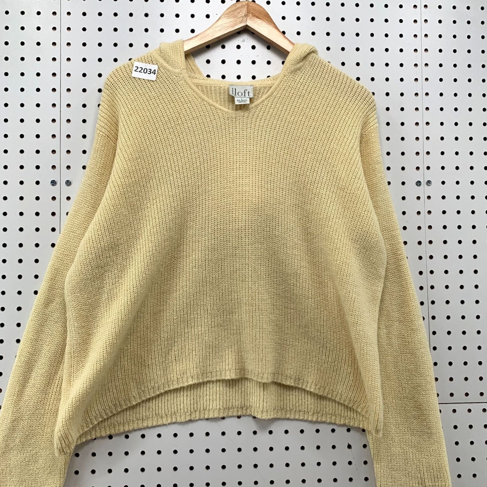 Loft VINTAGE LOFT Sweater Womens L Yellow ANN Taylor Hooded Ribbed Knit Alpaca Blend 24x22 Size L / US 10 / IT 46 - 5 Thumbnail