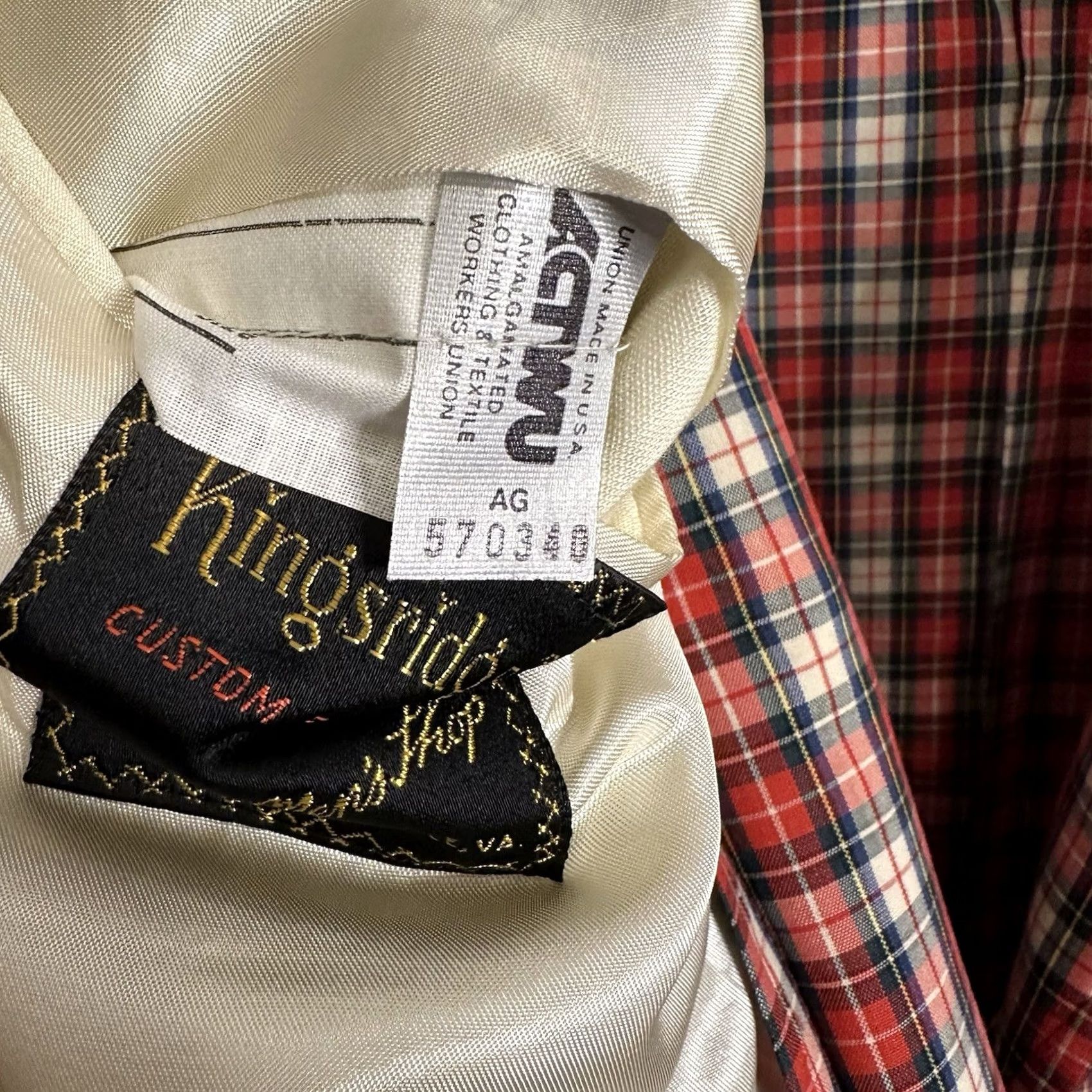 Vintage VINTAGE Kingsridge Sport Coat Red Jacket Blazer L/XL Button Up Plaid Mens Suit Size 42R - 5 Thumbnail