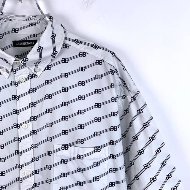 Balenciaga Balenciaga Logo Print Short-Sleeve Shirt White Cotton Size 3 Size S / US 4 / IT 40 - 6 Thumbnail