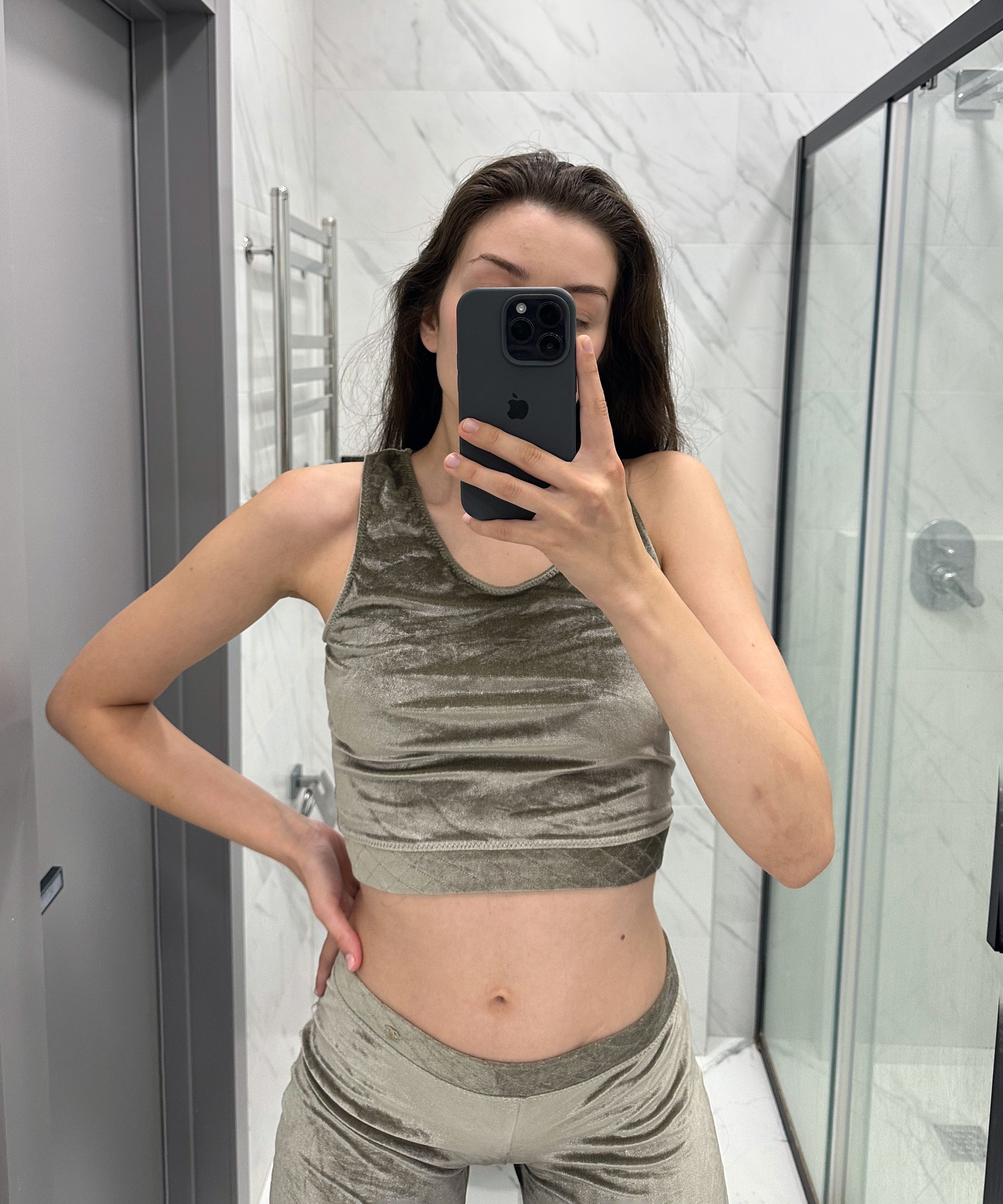 Chanel CHANEL Suit Velour Pants Tank Top Logo CC Khaki Size 40 Size M / US 6-8 / IT 42-44 - 5 Thumbnail