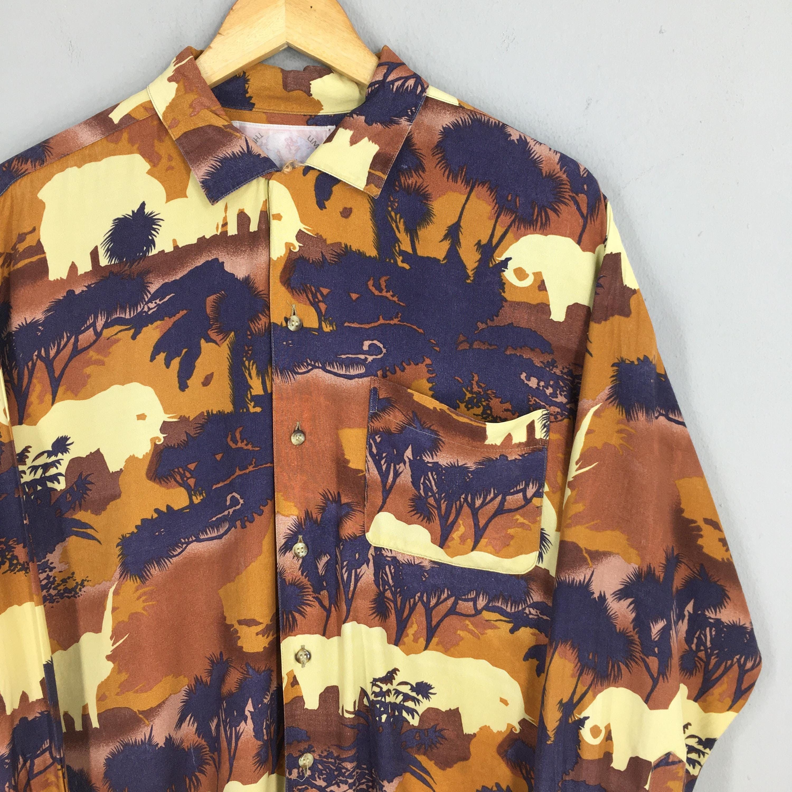 Flannel × Vintage Vintage 80s Jungle Abstract Rayon Shirt Large Size US L / EU 52-54 / 3 - 2 Thumbnail
