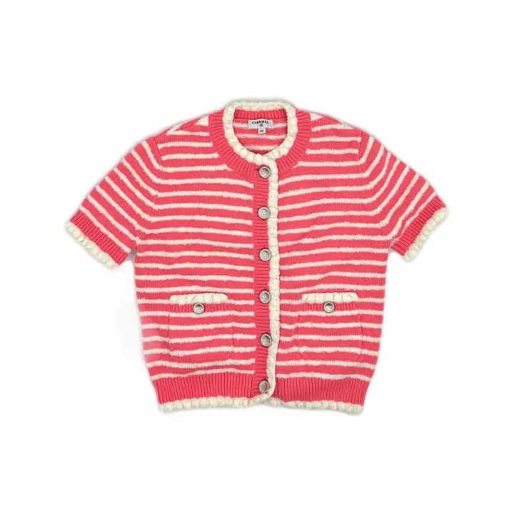 Chanel Chanel Casual Stylish Striped Knit Cardigan 0079 Size XS / US 0-2 / IT 36-38 - 1 Thumbnail