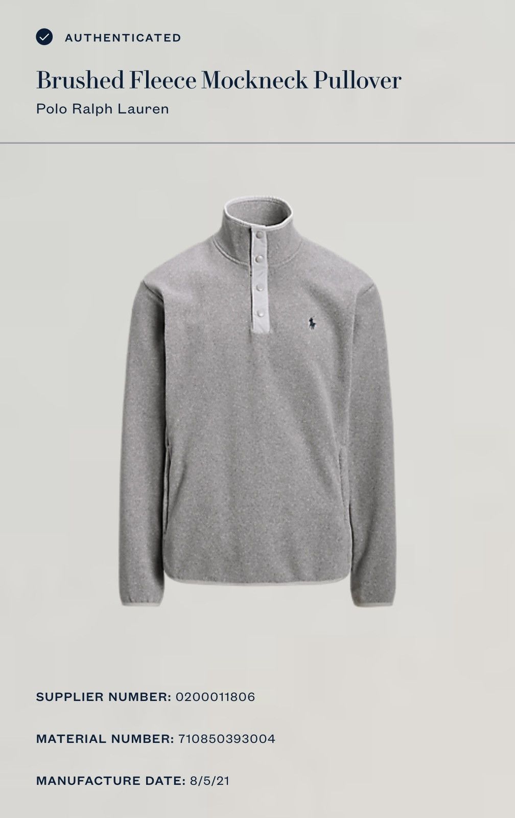 Polo Ralph Lauren Polo Ralph Lauren Brushed fleece mockneck pullover XXL grey Size US XXL / EU 58 / 5 - 6 Thumbnail