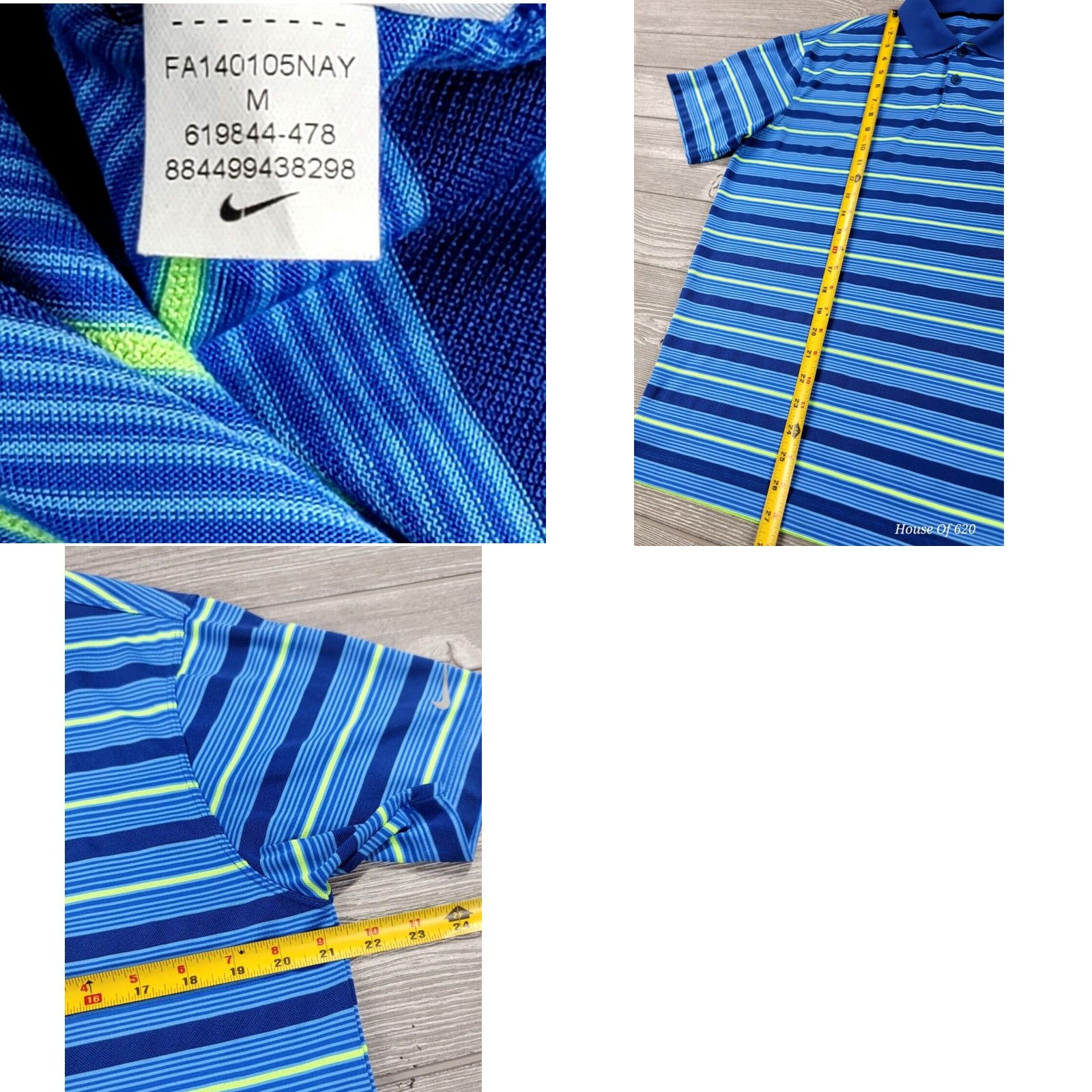 Nike Nike Polo Shirt Men M Blue Green Stripe Sea Island Golf Performance Short Sleeve Size US M / EU 48-50 / 2 - 8 Thumbnail