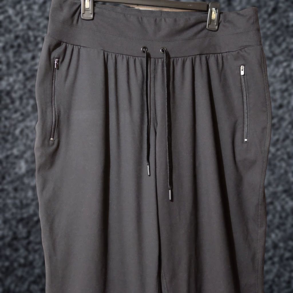 Vintage Maurices Active Pants Black w/Zip Pockets Drawstring Women's XL Pants Regular Inseam 27 in Tapered Ankle Size 40" / US 18 - 1 Thumbnail