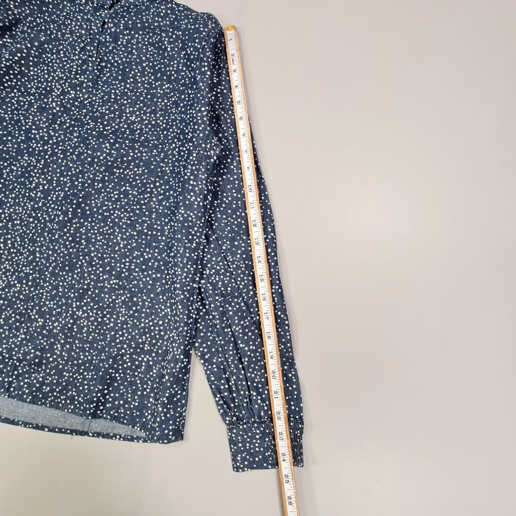 Vintage OASIS Blouse Womens Polka Dot Blue 12 UK Long Sleeve Cotton Top Size XL / US 12-14 / IT 48-50 - 7 Thumbnail