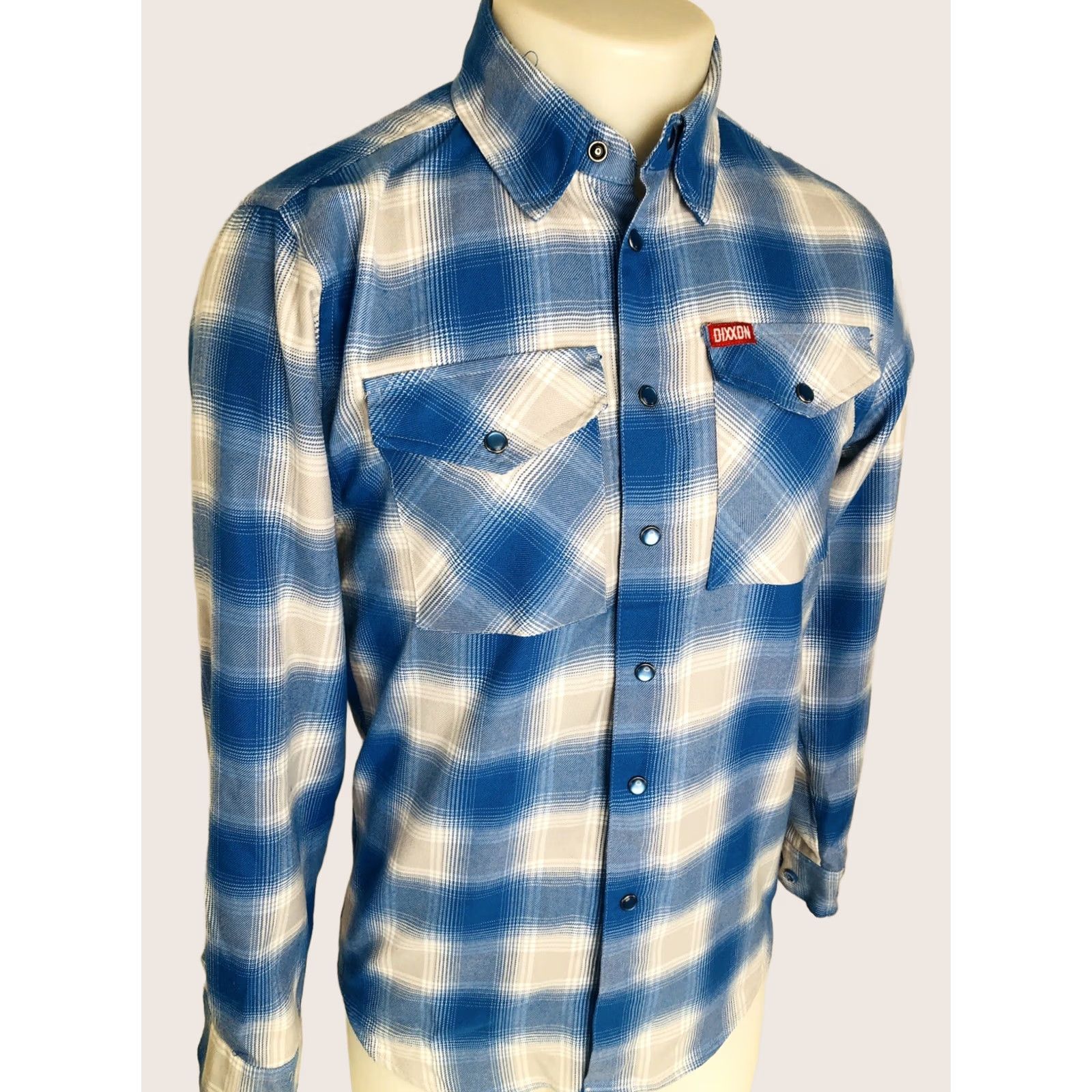 Vintage DIXXON FLANNEL COMPANY - THE PIERSIDE Mens XS Plaid BLUE SNAP Shirt Shirt Mens XS Plaid BLUE Snap Button-Up Flannel - 90s Theme? Size US XS / EU 42 / 0 - 1 Thumbnail