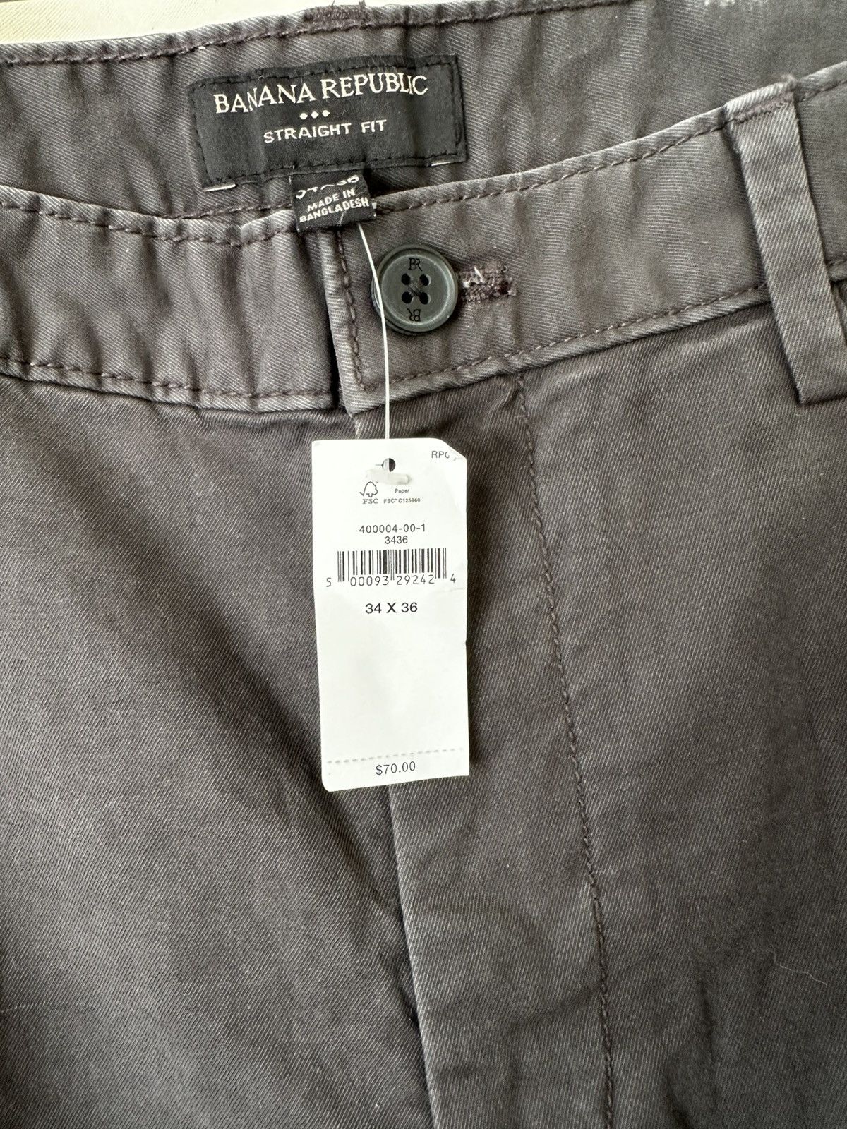 Banana Republic NEW Men's Banana Republic Chino Pants Gray 34x36 WITH TAGS Size US 34 / EU 50 - 3 Thumbnail