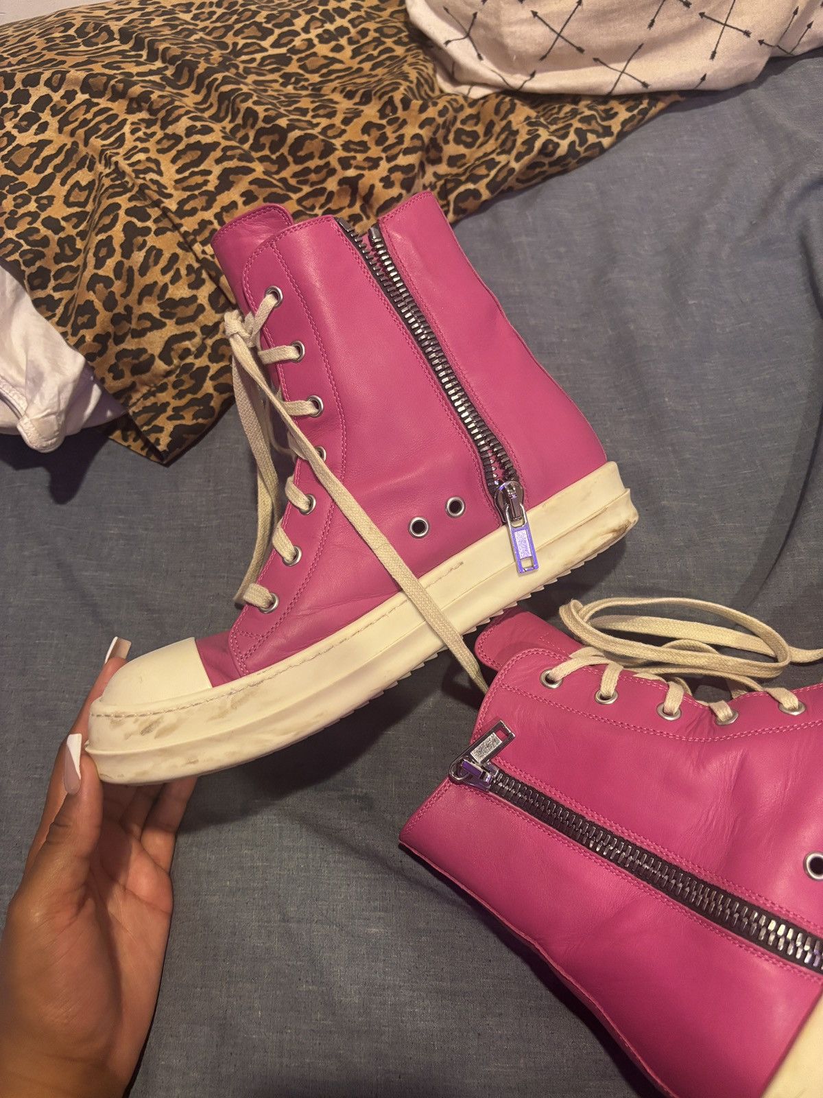 Rick Owens Hi top Leather Rick Owens Pink Size US 6 / EU 39 - 10 Thumbnail