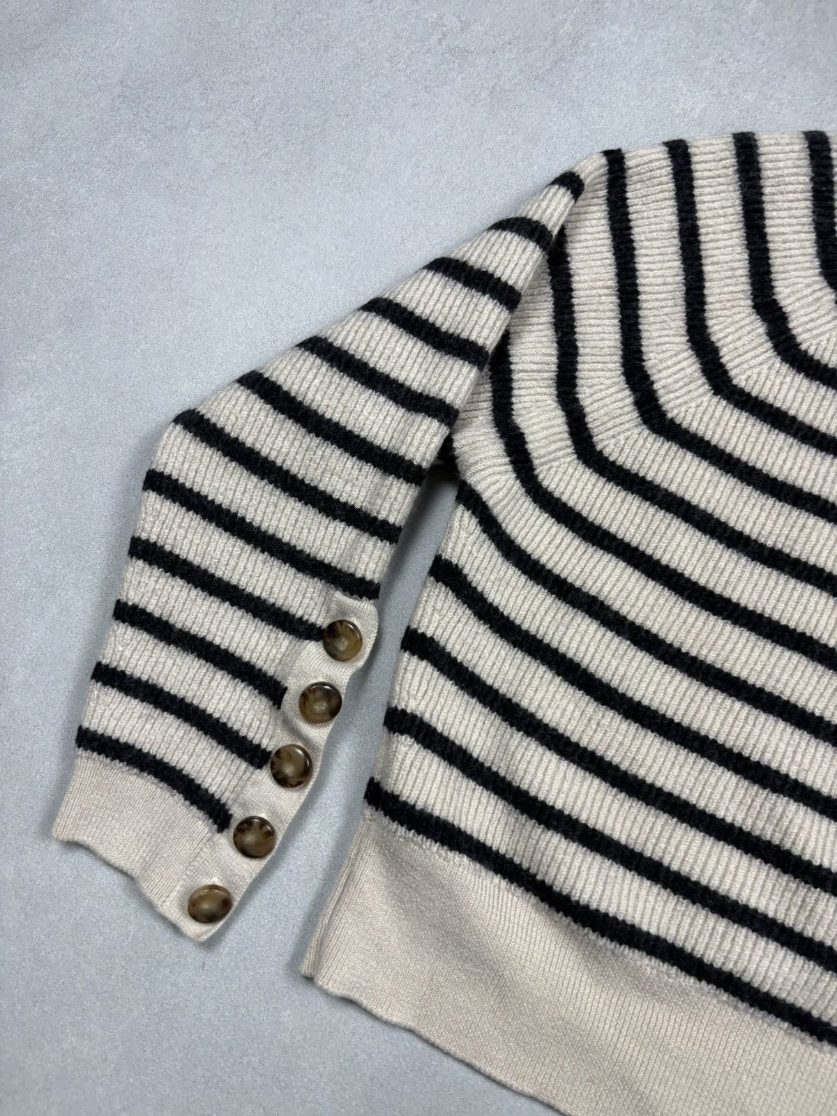 Sezane Sezane La Maille Striped Merino Wool Knit Sweater Button M Size M / US 6-8 / IT 42-44 - 15 Thumbnail