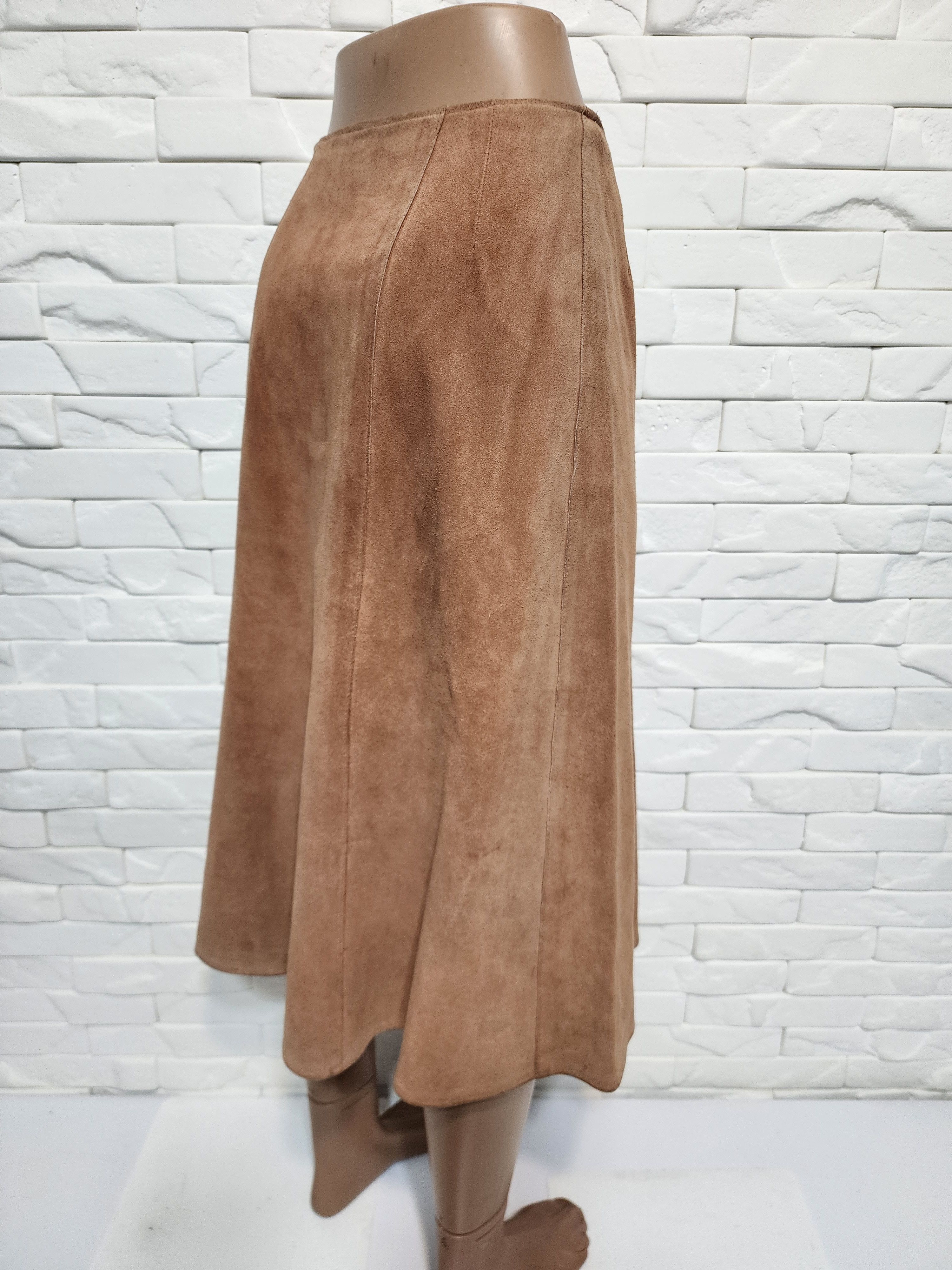Genuine Leather Brown Suede Leather Skirt: 25" Waist Size 25" / US 0 / IT 36 - 5 Thumbnail