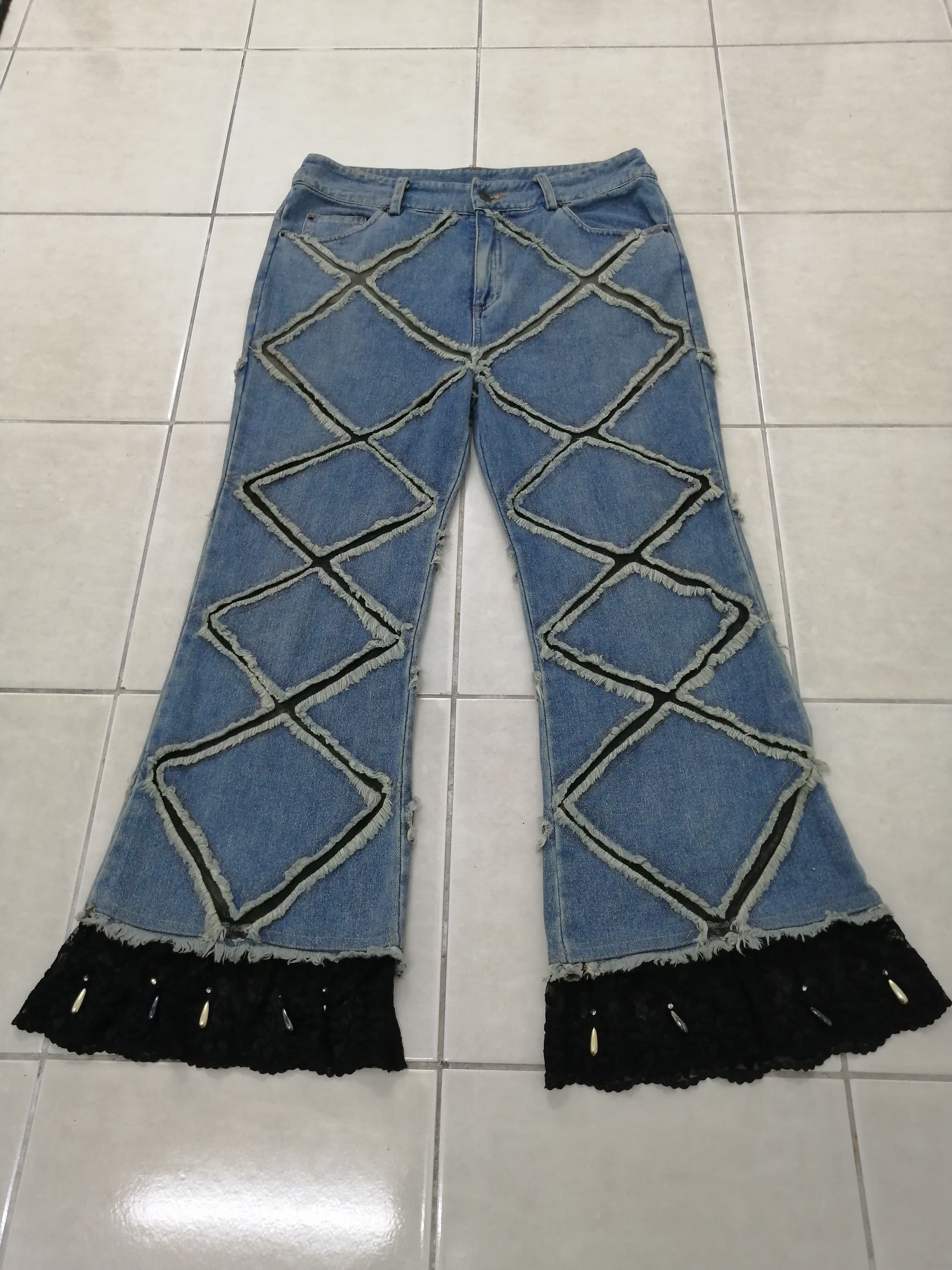 Japanese Brand 💥Rare 💥 Scott N Blue Patch Flare Stretch Jeans Size 32" / US 10 / IT 46 - 1 Thumbnail