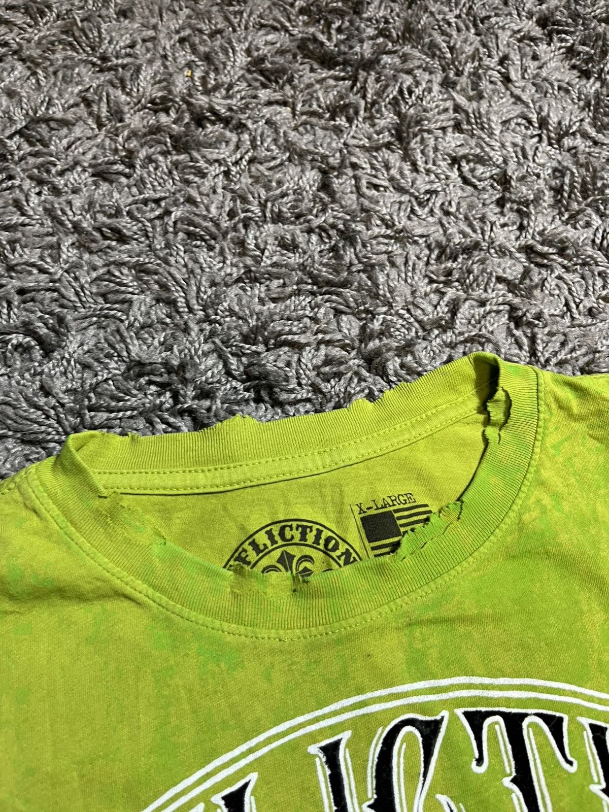 Affliction AFFLICTION SMOKING SKULL LIME LAVA COTTON T-SHIRT Size US XL / EU 56 / 4 - 3 Thumbnail