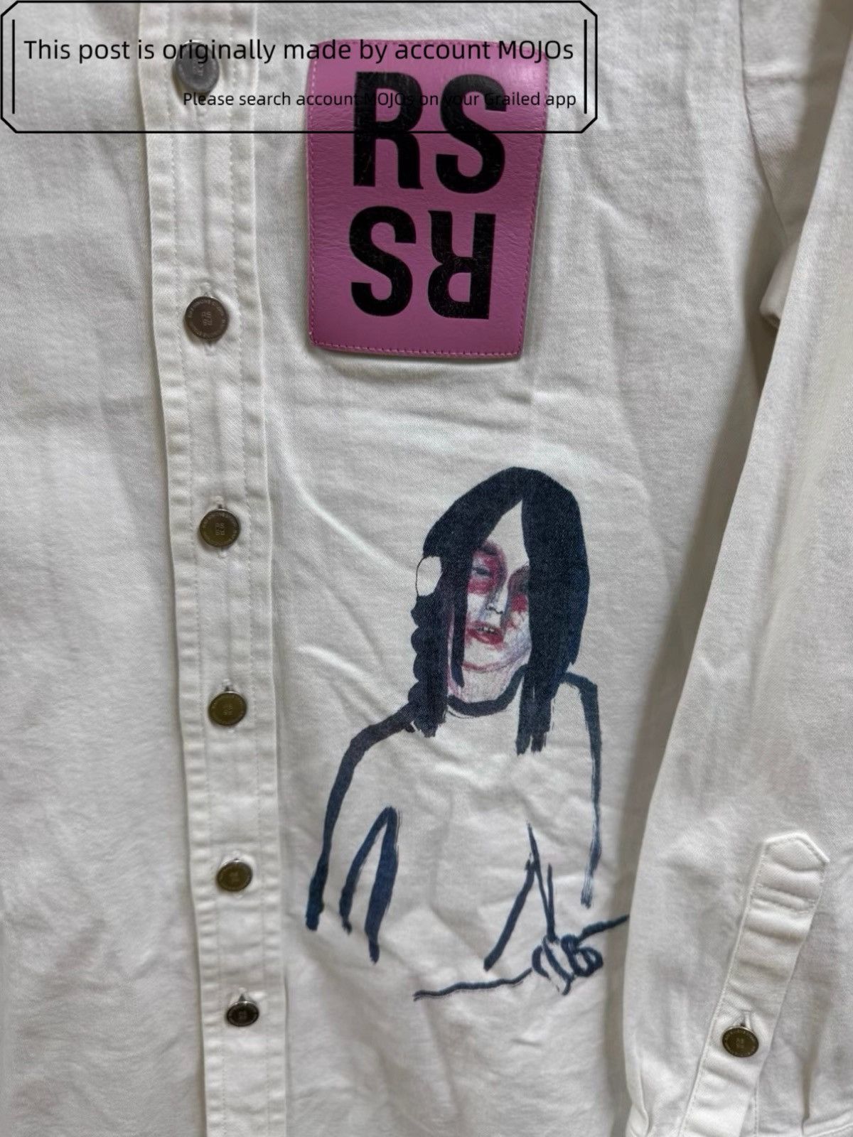 Raf Simons Sz XS Raf Simons Leather Patch Figure Print Shirt mojos030 Size US XS / EU 42 / 0 - 3 Thumbnail
