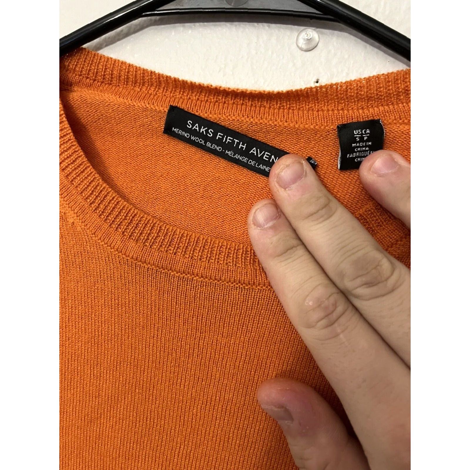 Saks Fifth Avenue VINTAGE Saks Fifth Avenue Women Sweater Crew Neck Pullover Long Sleeve Classic Fall Winter Orange Wool Blend Knit Size S / US 4 / IT 40 - 2 Thumbnail