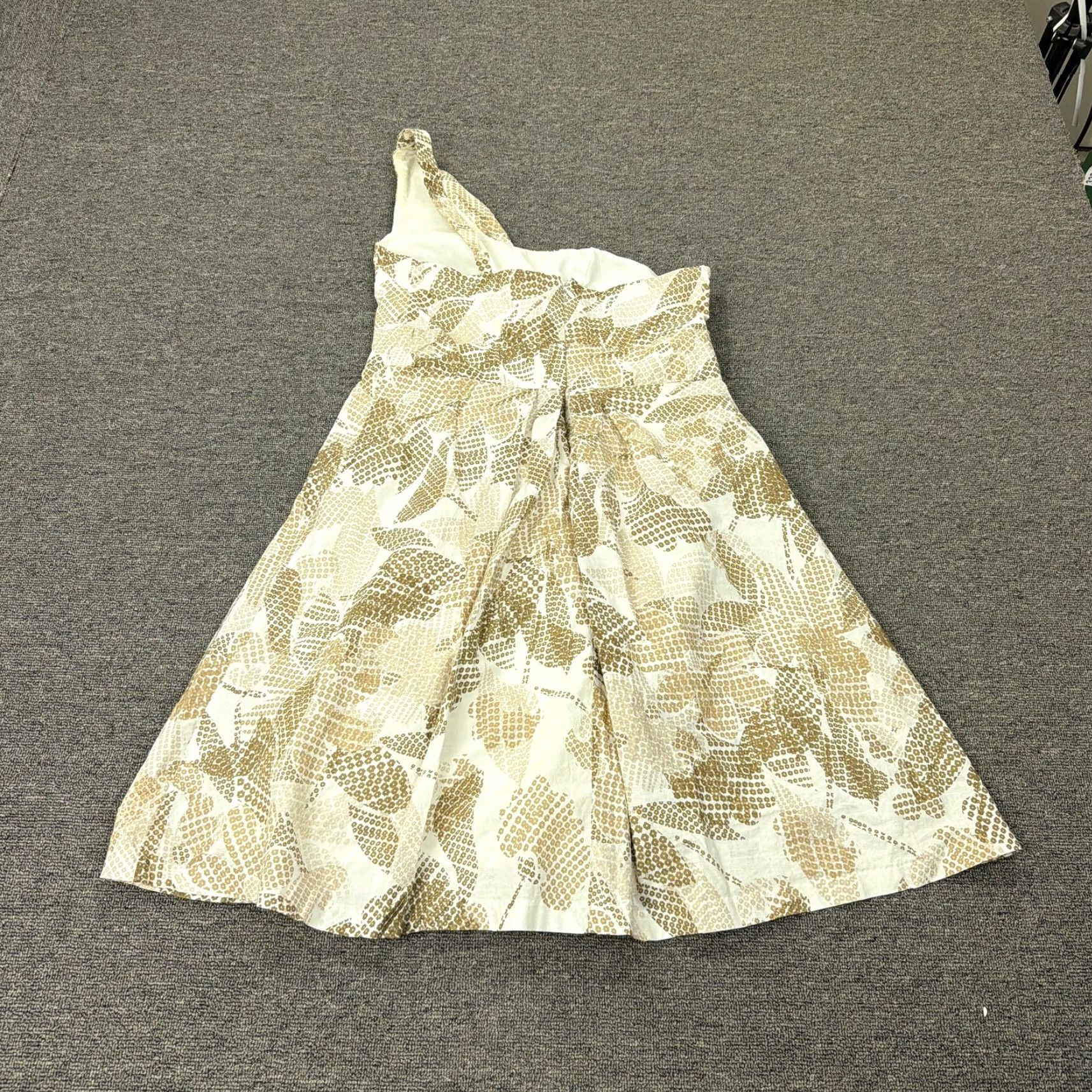 Vintage VINTAGE Suzi Chin Maggy Boutique Dress Womens 10 Beige One Shoulder Fit & Flare Floral Size L / US 10 / IT 46 - 7 Thumbnail