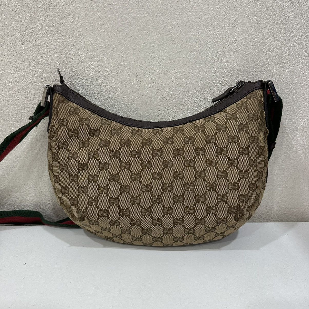 Gucci GUCCI GG WEB HALF MOON MEDIUM CROSSBODY BAG 17 Size ONE SIZE - 3 Thumbnail