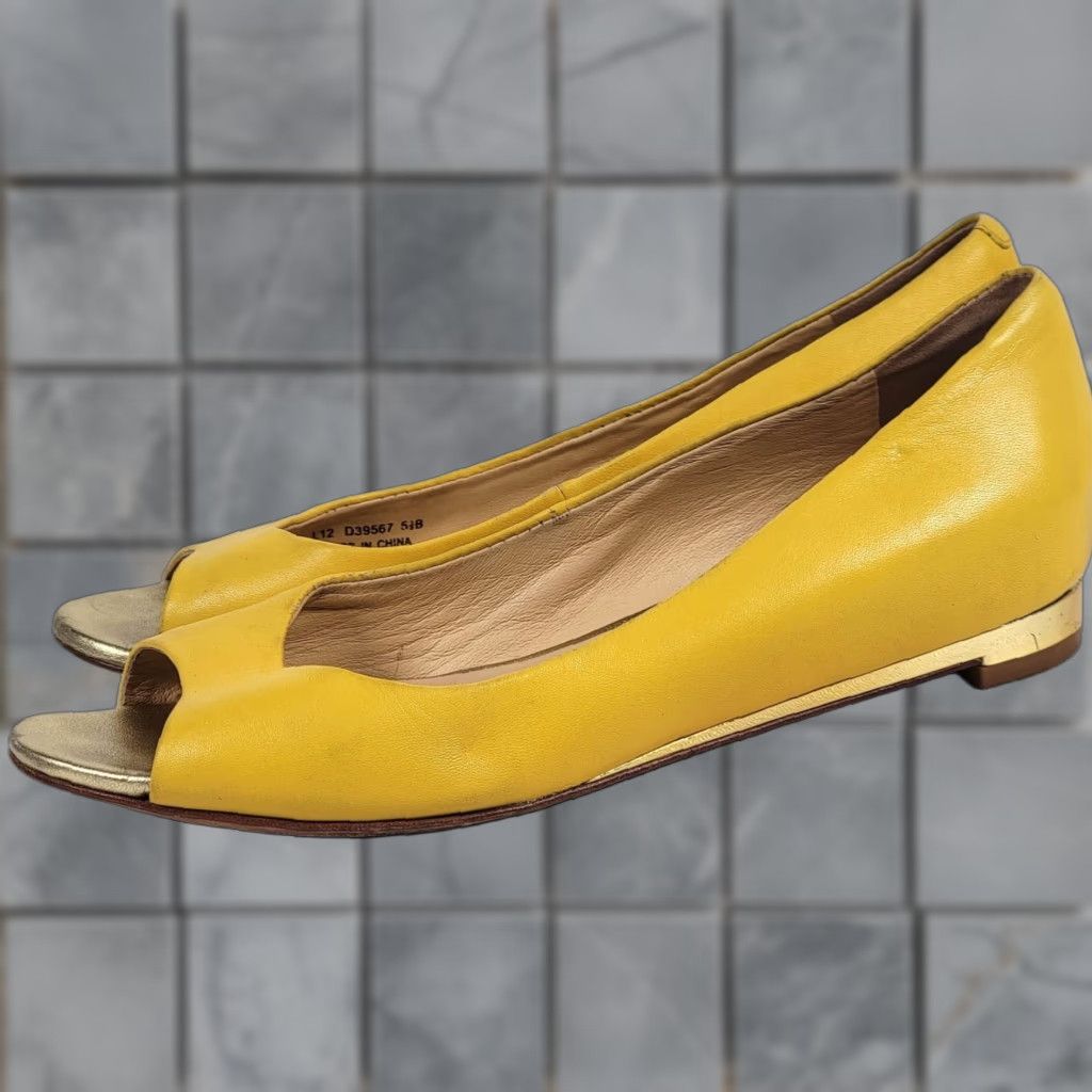 Cole Haan VINTAGE Cole Haan Womens Flat Peep Toe Leather Slip On Yellow 5.5 B Leather Lining Breathable Comfort Lightweight 80s City Metal Size M / US 6-8 / IT 42-44 - 1 Thumbnail